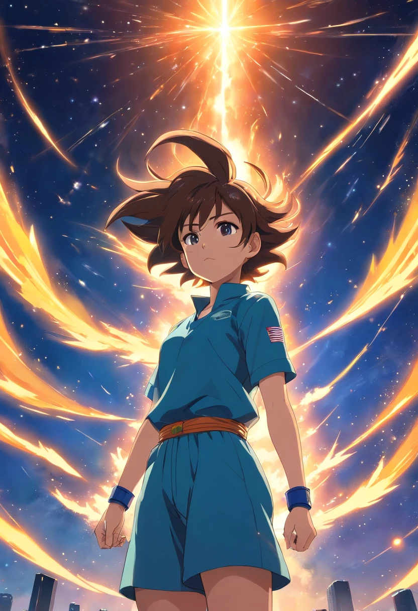 Female version of Super Saiyan,starryskybackground,blasts,flight