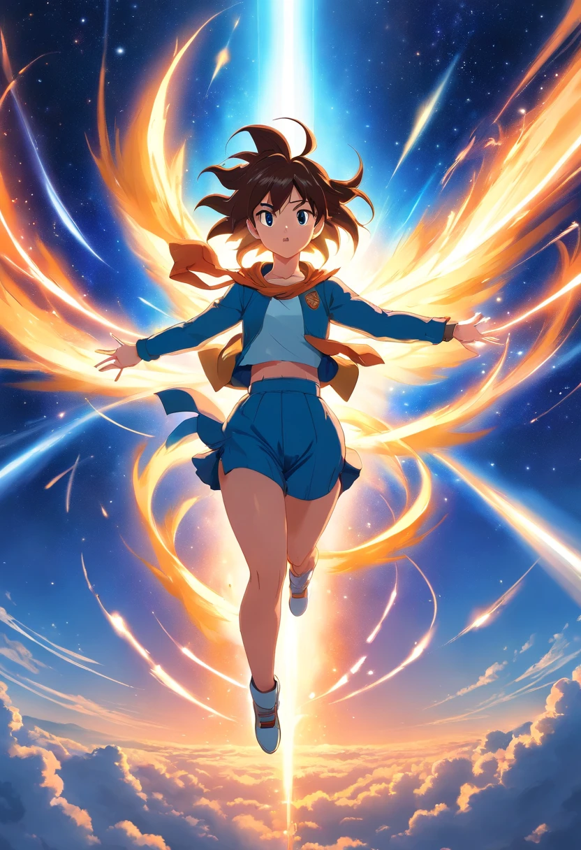 Female version of Super Saiyan,starryskybackground,blasts,flight
