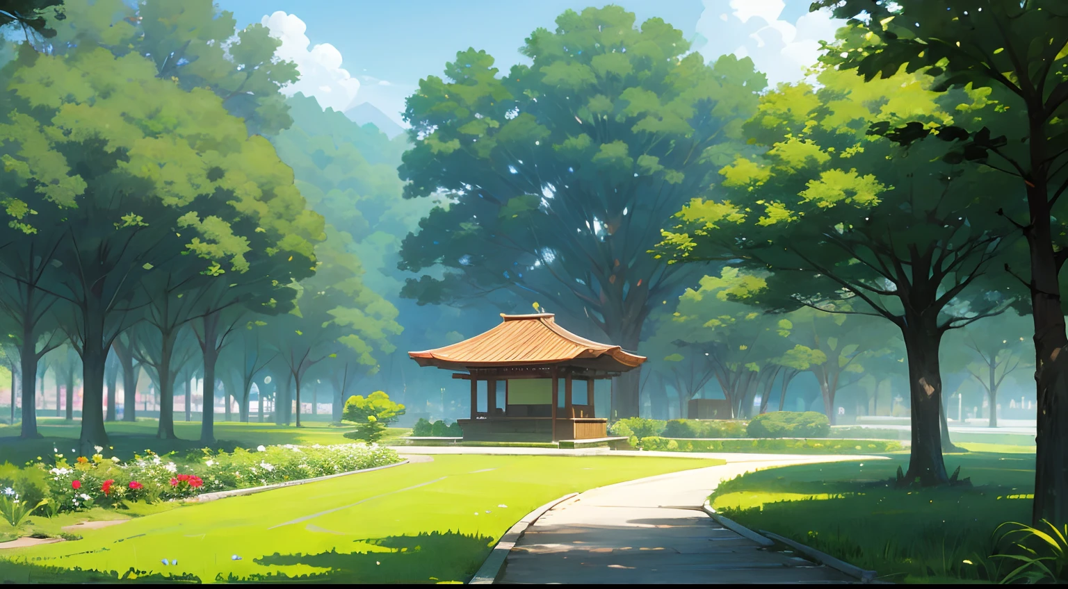 a park、Abundant greenery、