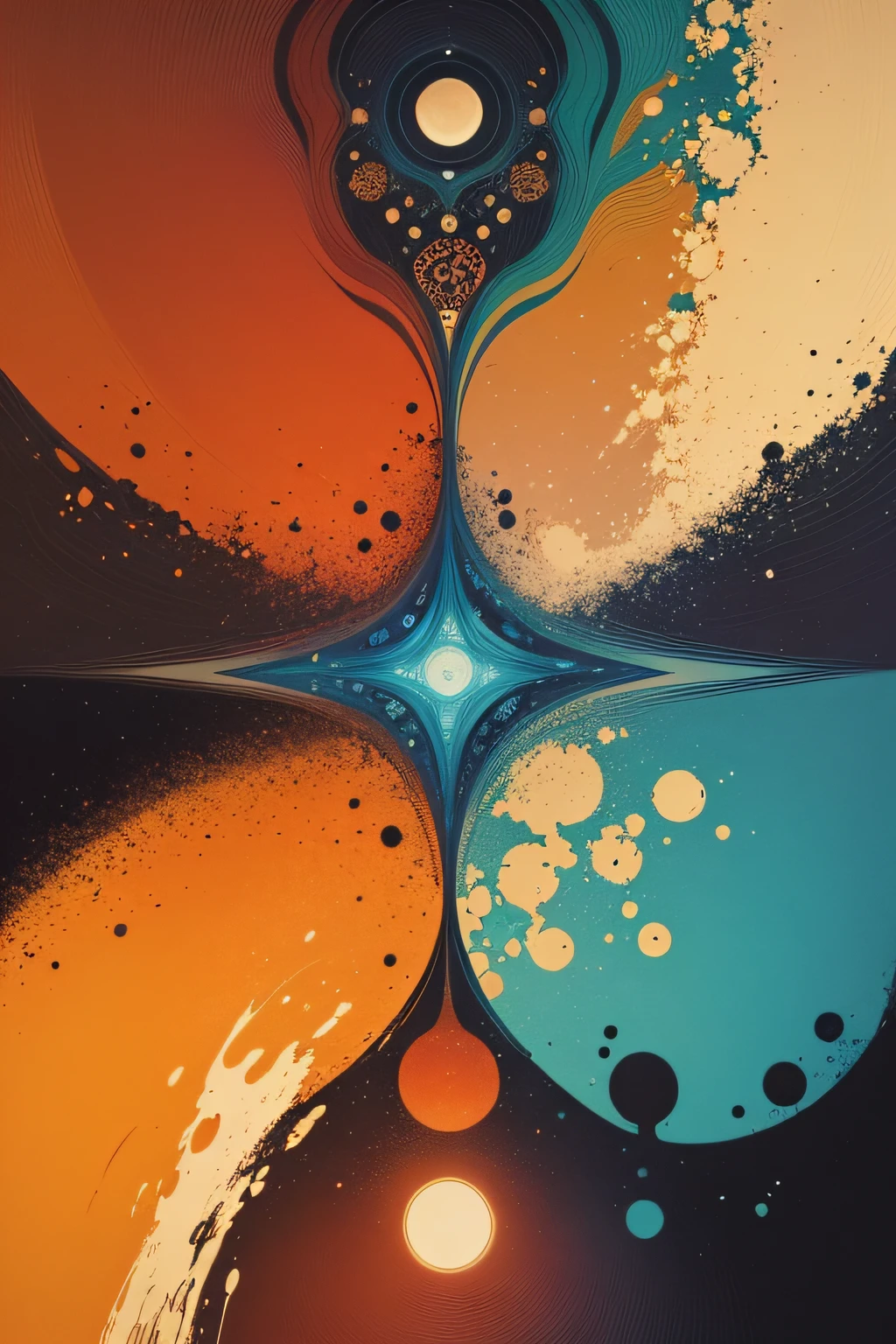 an image that represents the metaphysic vision in abstract art, with original colors and shapes and complex and detailed meticulous textures
