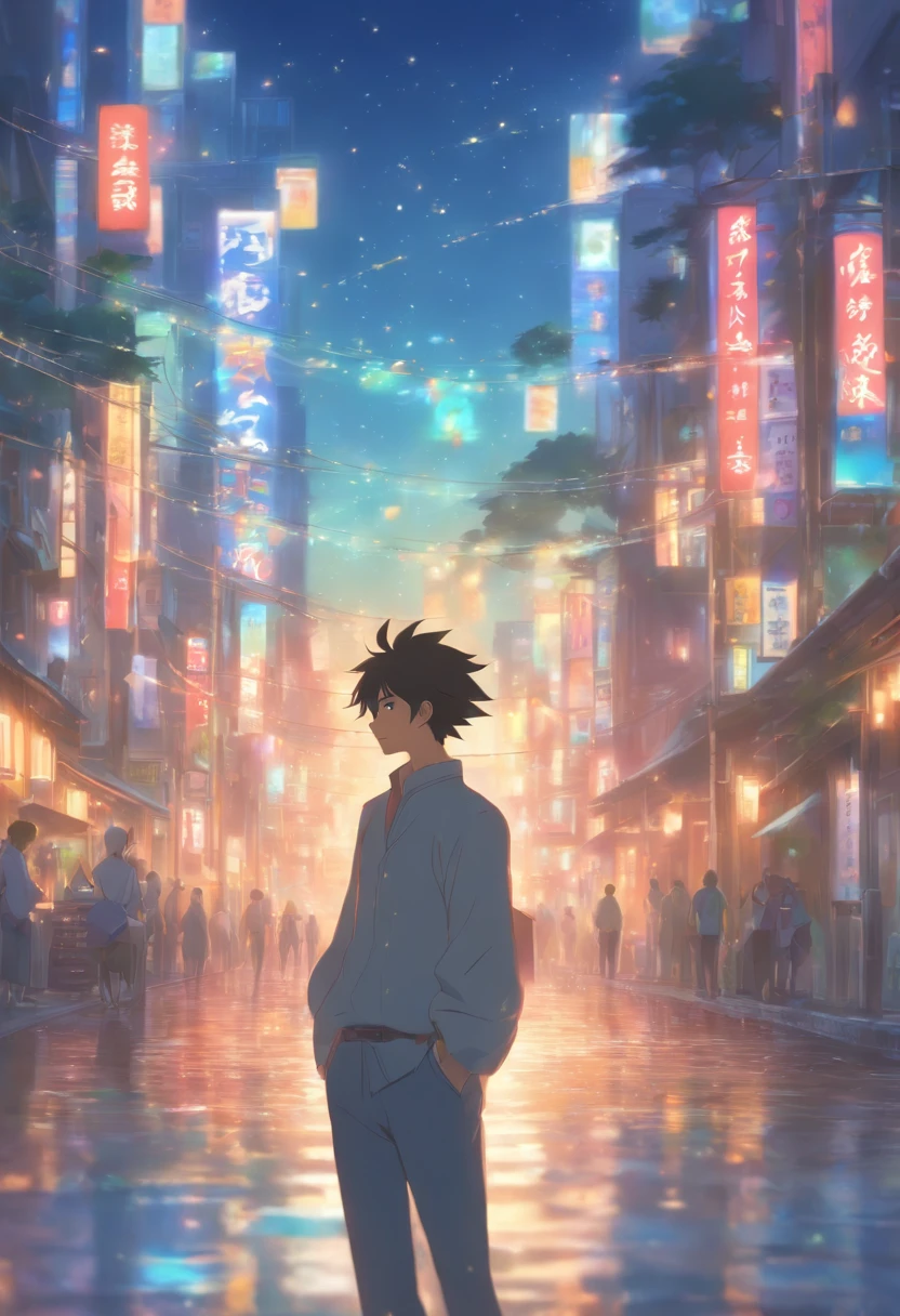 /imagine prompt: A calm man suddenly speaks, with a serene environment and a calm expression on Long Wushuang's face, ,32k, best quality, masterpiece, super detail, high details, by Makoto Shinkai ,in the style of the stars art group xing xing, --niji 5