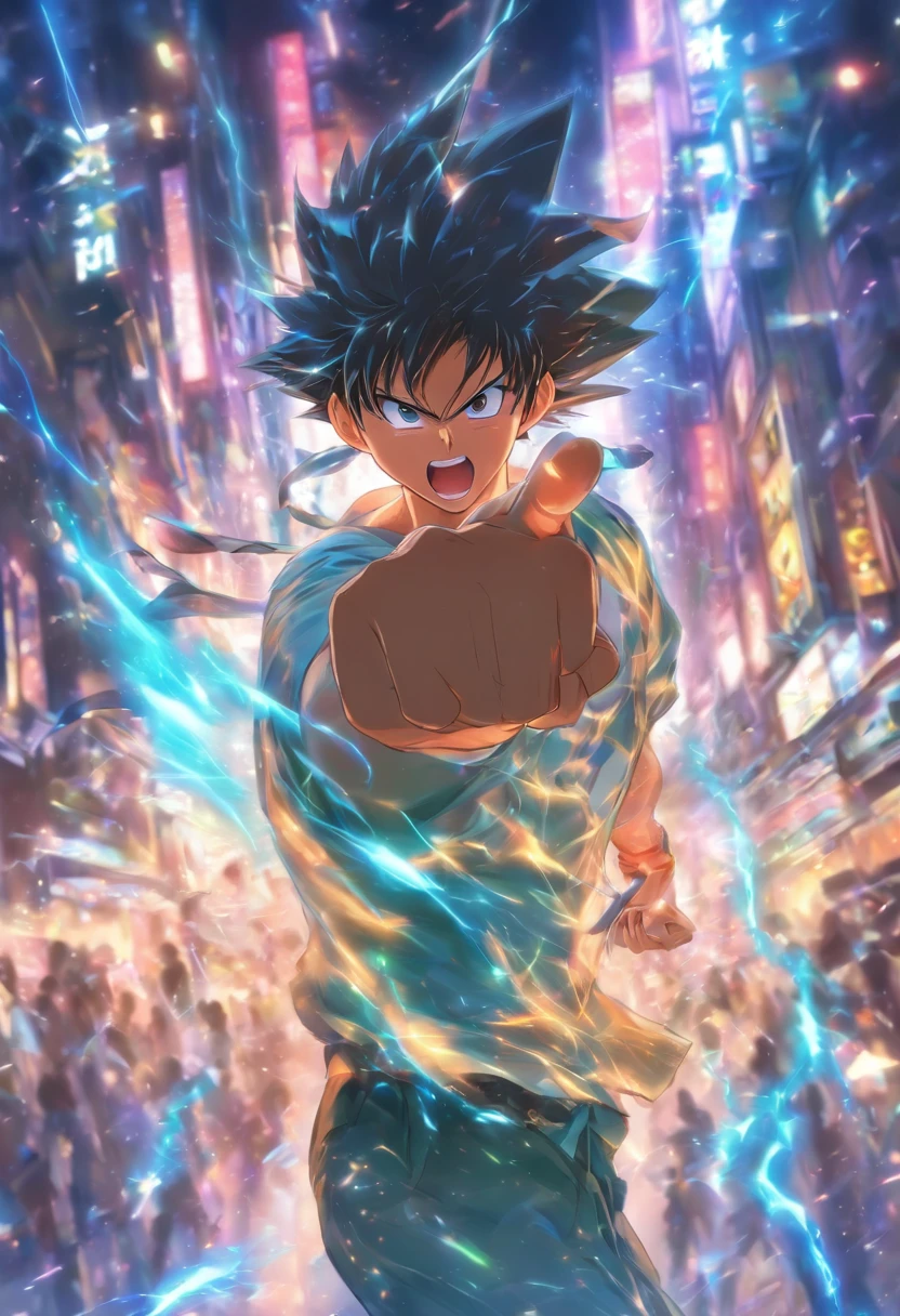 /imagine prompt: A man speaking angrily, with an excited expression and pointing finger, ,32k, best quality, masterpiece, super detail, high details, by Makoto Shinkai ,in the style of the stars art group xing xing, --niji 5"
