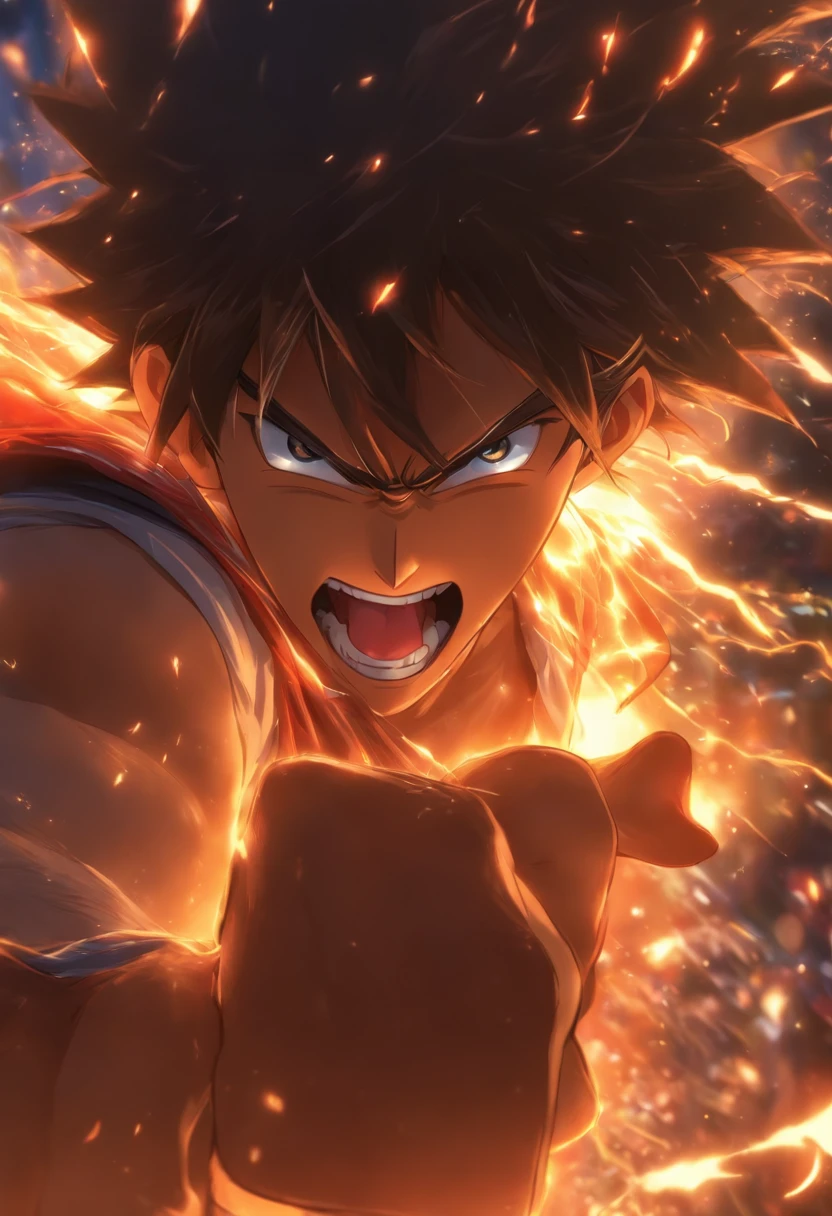 /imagine prompt: A man speaking angrily, with an excited expression and pointing finger, ,32k, best quality, masterpiece, super detail, high details, by Makoto Shinkai ,in the style of the stars art group xing xing, --niji 5"