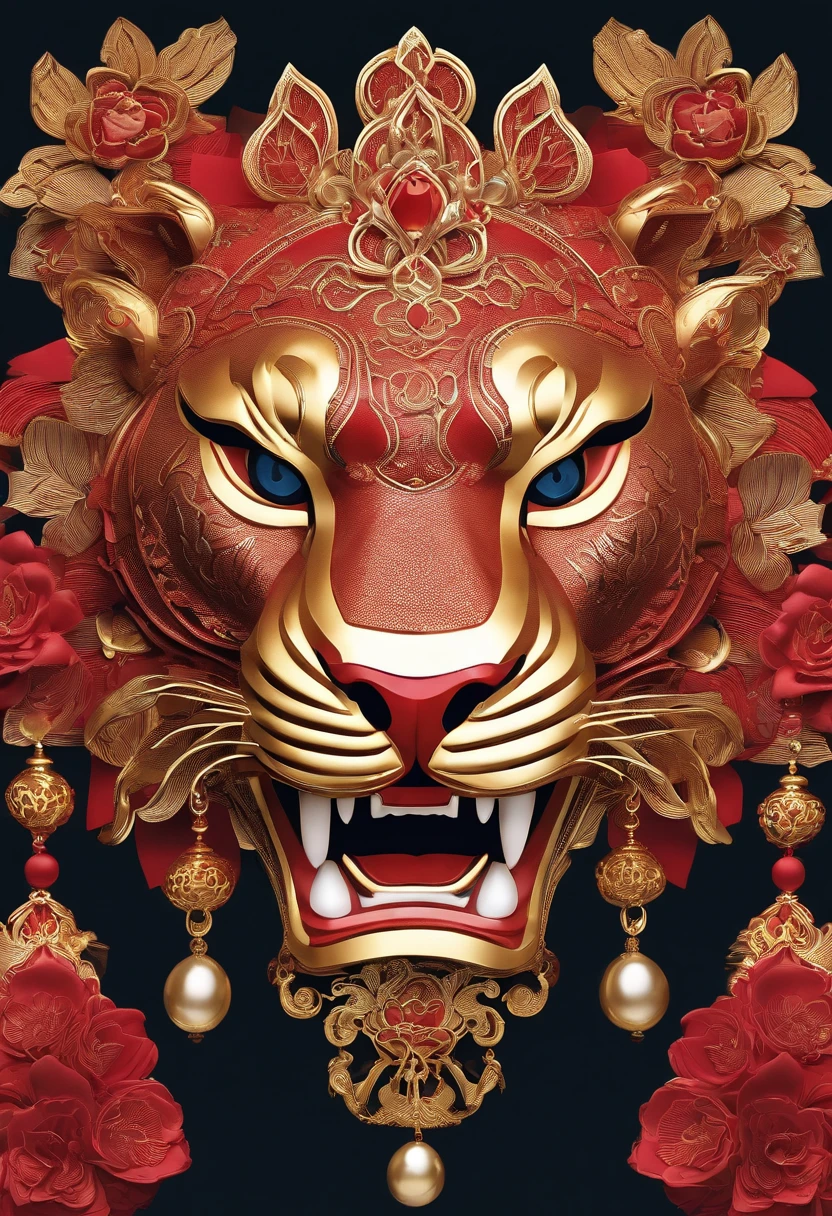 (Best picture quality, 4k,8k, high quality, masterpiece :1.2), super detail, (realistic, realistic, realistic :1.37), in the New Year festival, traditional lion dance performance, (a girl holding red gold thread hydrangea:1.3), a powerful lion dance, constantly blinking eyes and shaking head, girl and lion dance, lion head beautifully made, red jewel eyes, Blue jewel forehead decoration, ornate and luxurious lion head artwork, Chinese elements, traditional cultural background, traditional craftsmanship, exquisite handcrafting, opulent, majestic, sparkling gemstones, lifelike details, bright colors, shiny polished surfaces, decorative pieces, East Asian heritage, cultural heritage, antiques, bronze sculptures, symbols of power and strength, traditional lion dance, Eye-catching center, sophisticated design, authentic presentation, impressive craftsmanship.