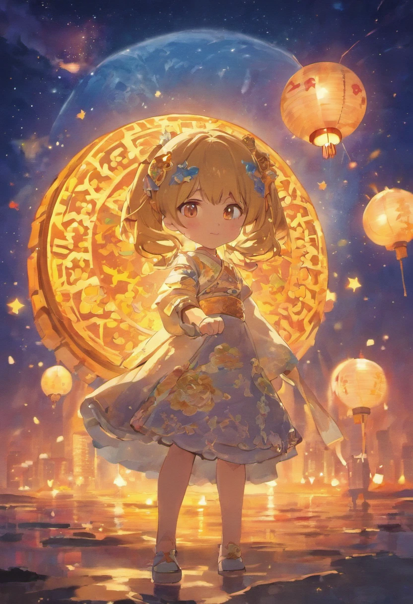 Mooncake with inscription "eRUBIK," Mid-Autumn Festival in Vietnam, Had a great time with the kids,Bright moon,best qualtiy,3D modeling rendering,C4D style,wide wide shot,8K,