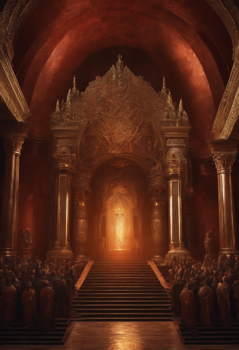 An apocalyptic vision of a great throne and 24 elders around it.