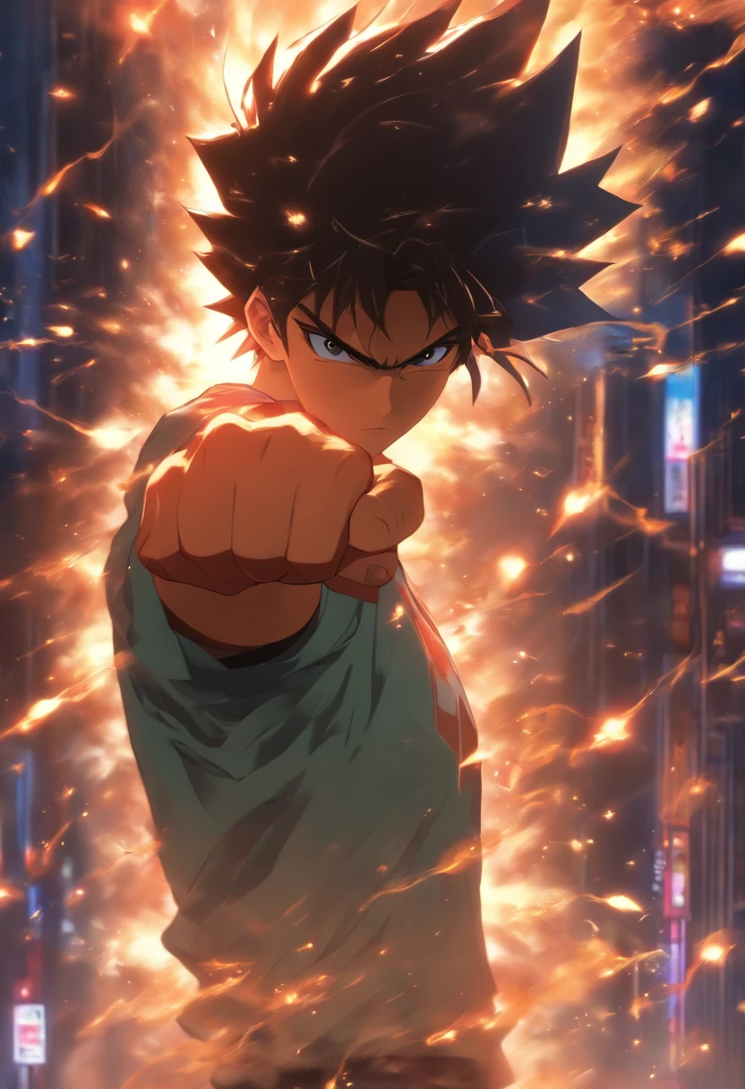 /imagine prompt: A young man with furrowed brows, clenching his fists tightly, as if silently venting his anger in his heart, with a suppressed atmosphere and a trembling space, ,32k, best quality, masterpiece, super detail, high details, by Makoto Shinkai ,in the style of the stars art group xing xing, --niji 5"