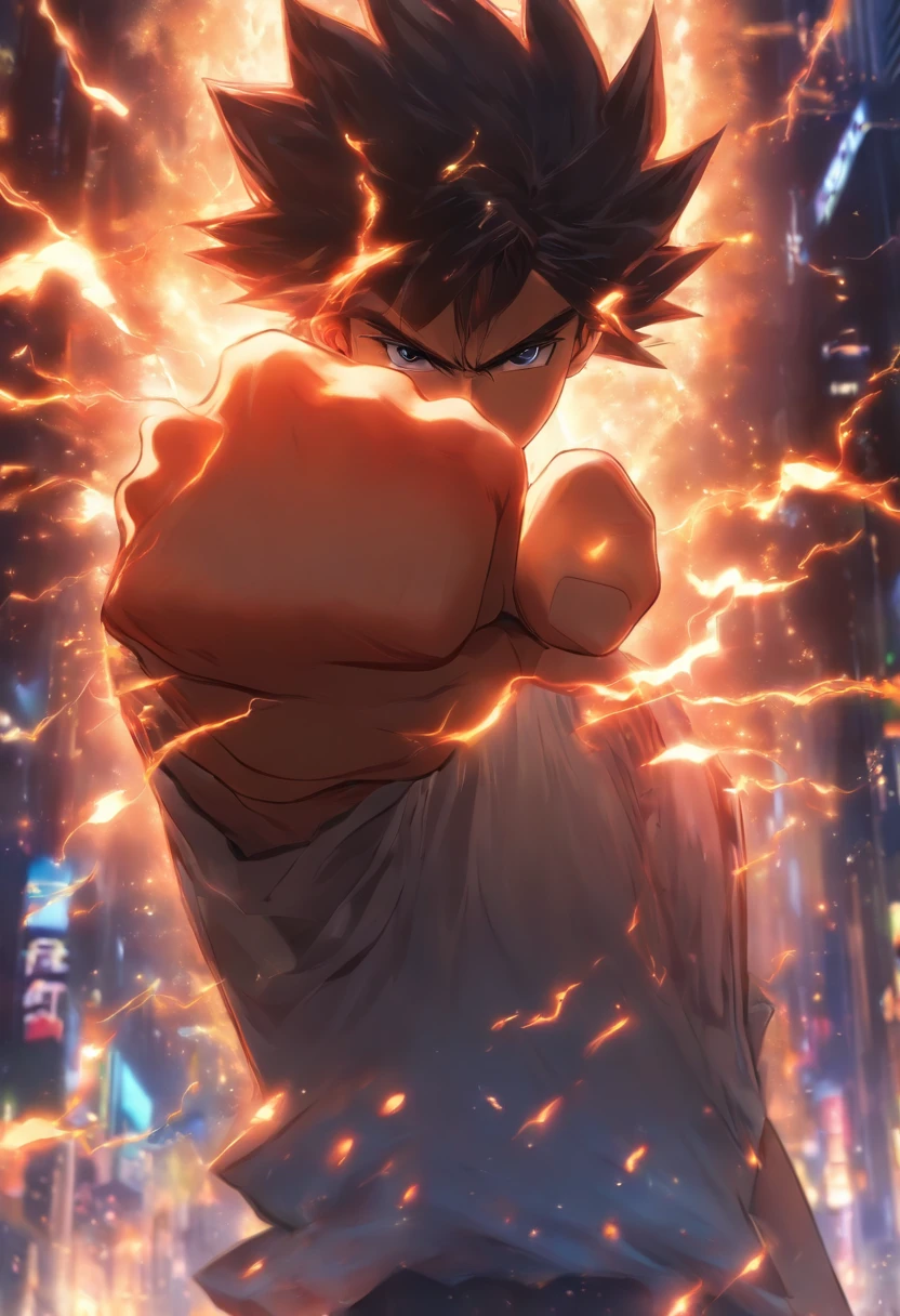 /imagine prompt: A young man with furrowed brows, clenching his fists tightly, as if silently venting his anger in his heart, with a suppressed atmosphere and a trembling space, ,32k, best quality, masterpiece, super detail, high details, by Makoto Shinkai ,in the style of the stars art group xing xing, --niji 5"