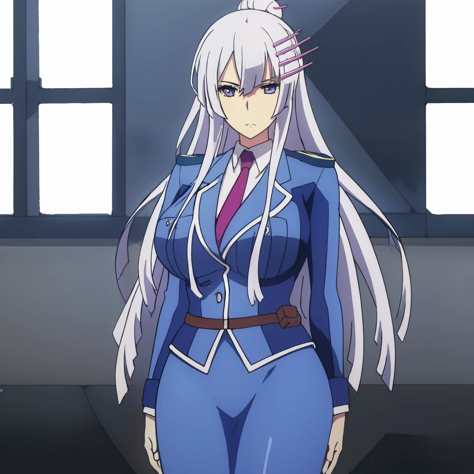 (Nude), ((Big tits)), ((busty)), ((masterpiece)), ((pussy)), (white hair), illustration, Froleytia, looking at viewer, expressionless, light blush, snowing,