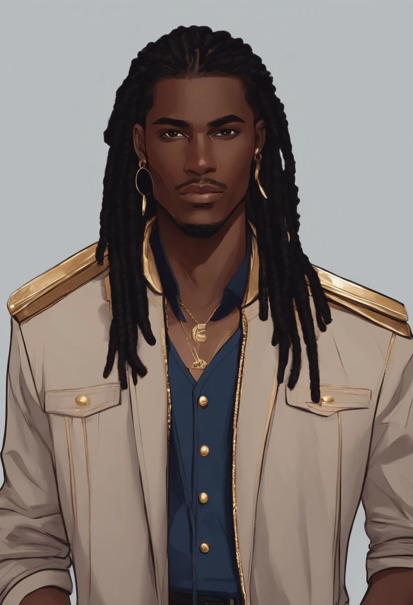 A drawing of a man with dreadlocks and a blue shirt - SeaArt AI