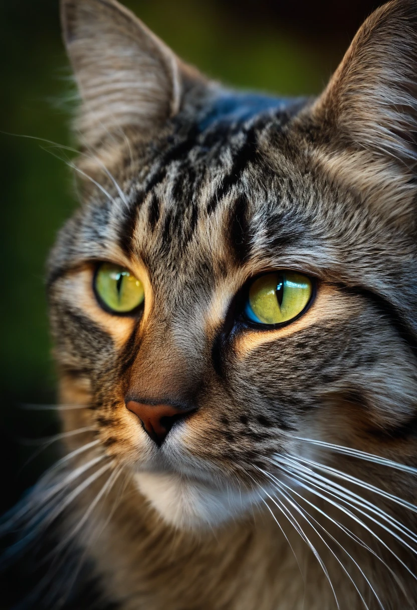 Photo quality Cat's eyes glowing in the dark Only face