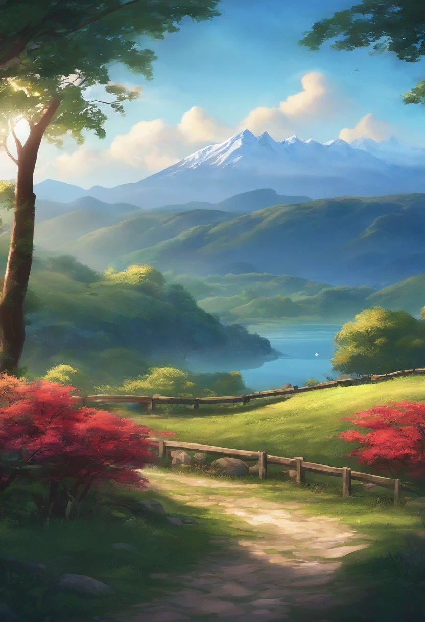 Illustration of beautiful landscape Taki and Mitsuba with your name 8K image quality background