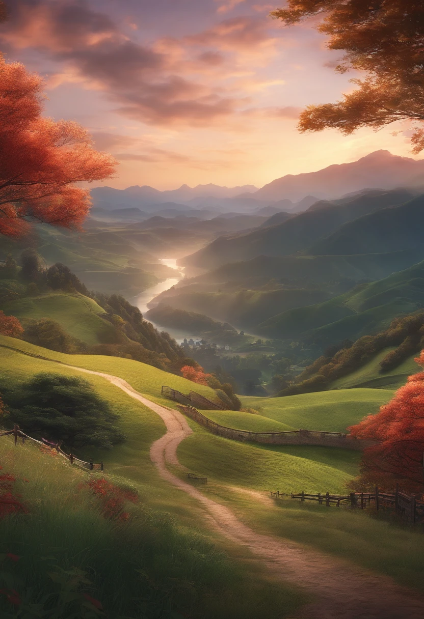 Illustration of beautiful landscape Taki and Mitsuba with your name 8K image quality background