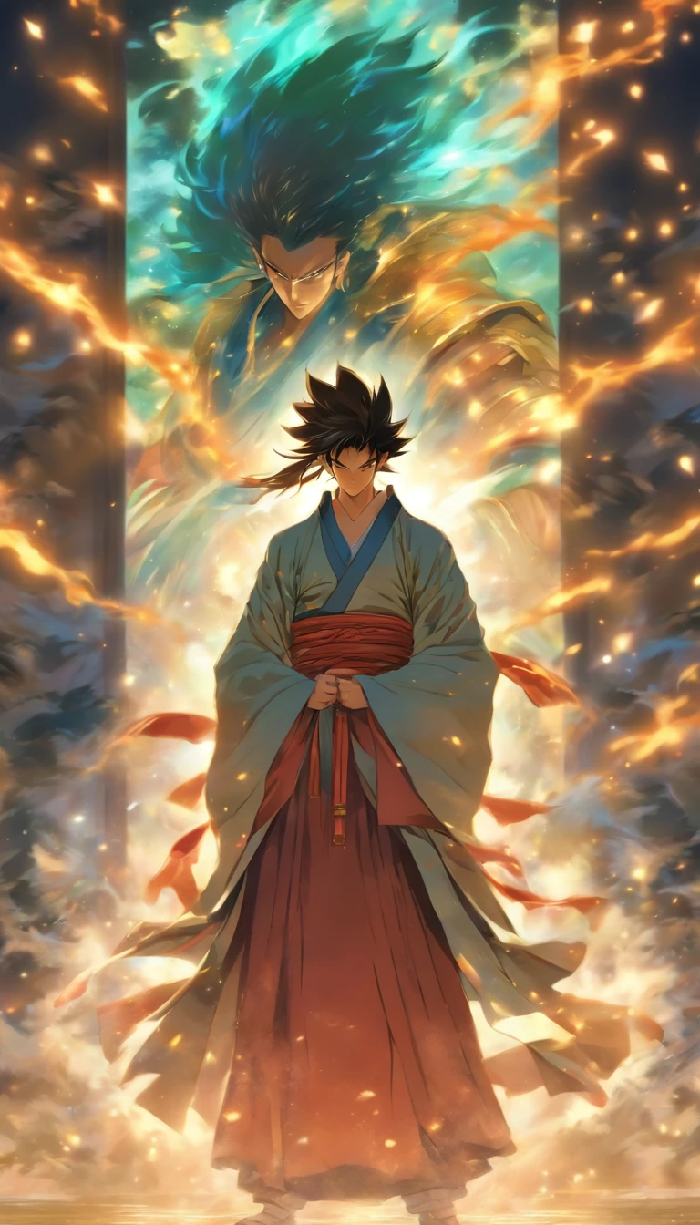 /imagine prompt: A young man tremblingly kneels before the master, with a terrified expression on his face. The majestic master is wearing a gorgeous Taoist robe and holding a giant sword. The surroundings are a silent sect, with several guards at the sect entrance.,32k, best quality, masterpiece, super detail, high details, by Makoto Shinkai ,in the style of the stars art group xing xing, --niji 5"