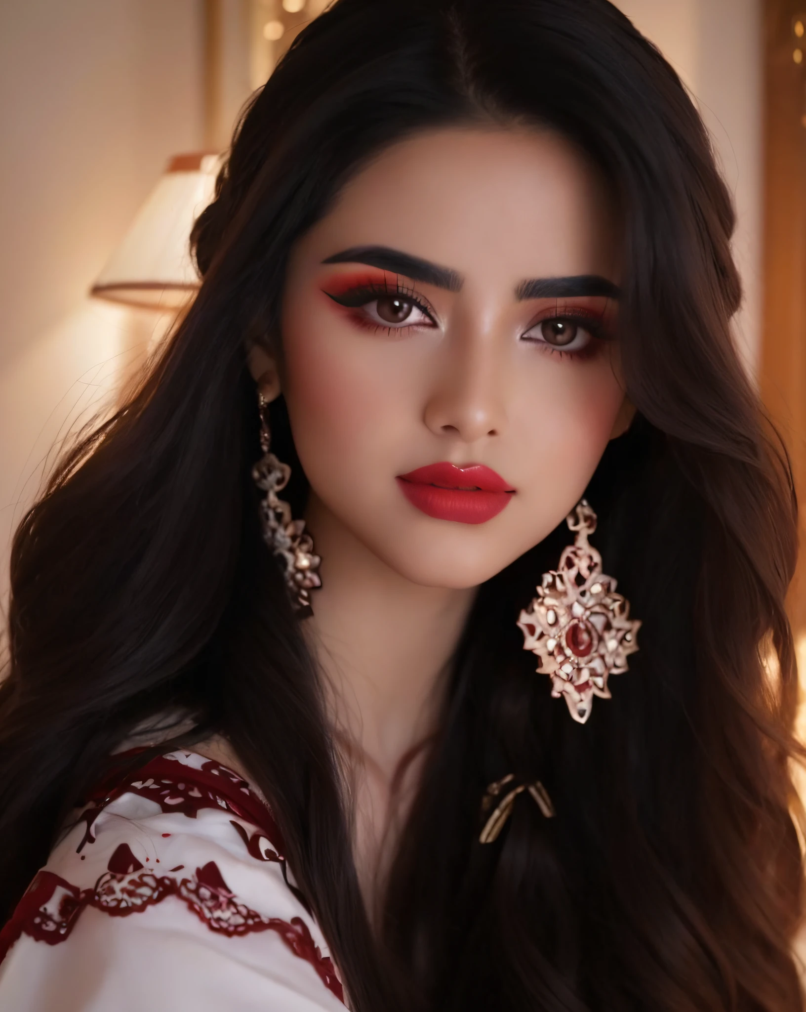 Close-up of a woman wearing a red dress with long hair, Beautiful Mexican woman, It's very, very beautiful, extremely beautiful face, Very beautiful young woman, Portrait of Demi Rose, very beautiful woman, Very, very beautiful woman, Isabella Moner, Portrait of Demi Rose, Gorgeous beautiful woman, The most beautiful woman on earth, Gorgeous attractive face, A vivid portrait of Demi Rose