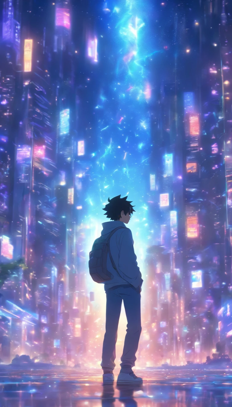 /imagine prompt: A young man with a confused expression, surrounded by emptiness, as if he is in a void, ,32k, best quality, masterpiece, super detail, high details, by Makoto Shinkai ,in the style of the stars art group xing xing, --niji 5"