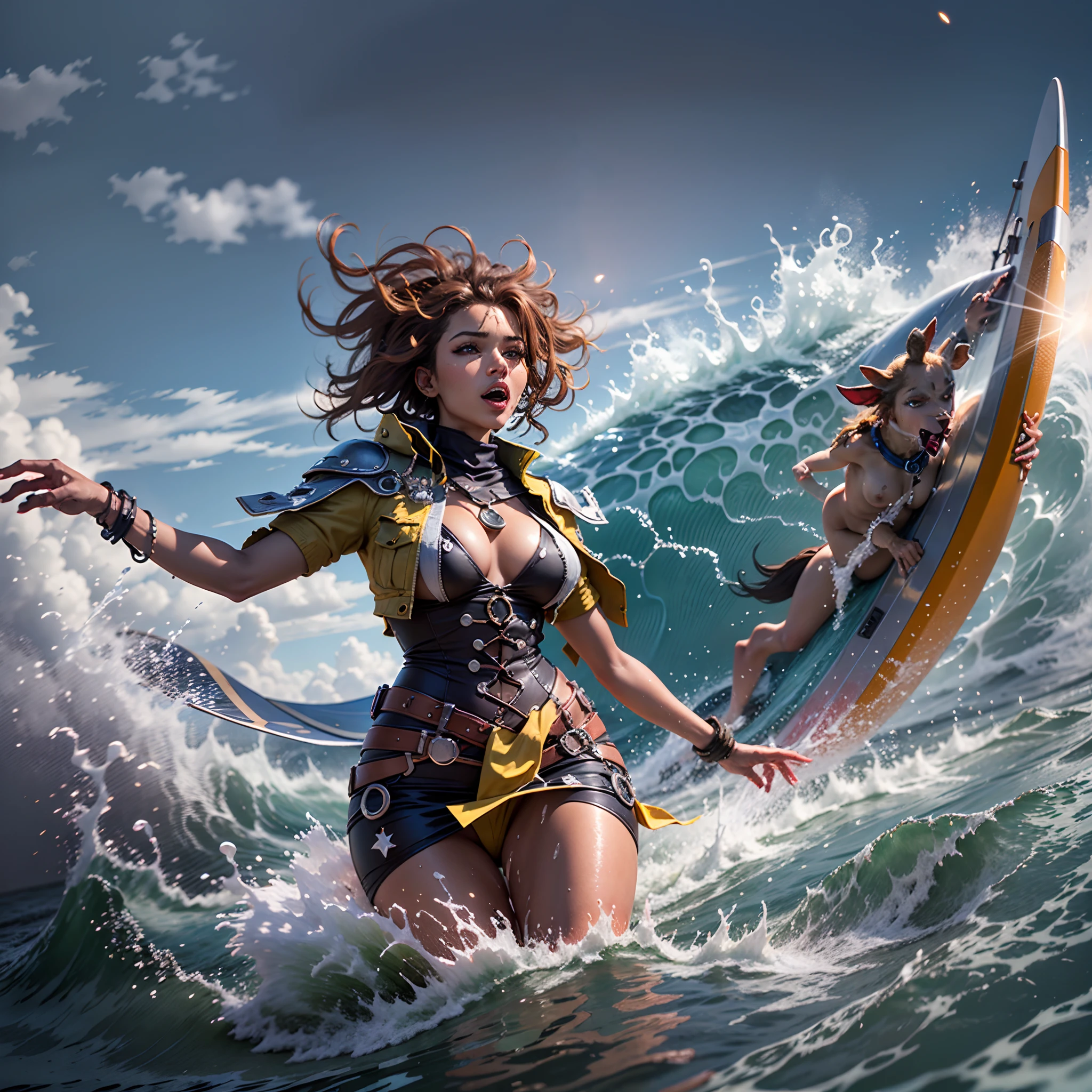 Sun epic Masterpiece Ocean waves Sea sunlightGoddess backlight Beach deep path wave_fluent beholder outdoor mounted_Surf_board oasis Suncraft Artificier hearth sundrop urban Equirectangular_360 "Armada" contre-jours paddle_board "Heavy Metal" sailing_ship Devastating Will-o'-the-wisp iota pixie sprite luminescence war battle mature female "luis Royo" dazzling ride surfing_wave , Cosplay riders_flow richesse Amiral decorated "Nicki Minaj" Commander jukebox Pilots jacket cow-boy flag Earth tsunami ultra pro-Photorealistic optimal ultra_high_quality opengl-shaders ultra_high_detail accurate reflex ultra_high-resolution perfection graduates volumetric lightning improved Octane_rendues UHD XT3 64K 32K DSLR HDR UnrealEngine5 3dcg shadow Diva analogiques hairstyle dreads bangs extatiques symmetrical athletic african body skin tanmed suave cheekbones effects embarrassed glushes eye-liner saphirs saturate gorgeous dark beautiful eyes black pupils brown iris lazulis turquoise open mouth teeth (tongue droplet water drop of water) obvious smiles choke Floating Jacket Eccentric Cape Levitating Shoulders-Off Shirt Lace Clavicles White Papillotes embroidered leathers breasts reveal sideboob satin livid yellow orange corsait thick felt skirts matching bristles ample swinging spinels navel waist belt-chastity revealing heart diamond padlock silver agate pubis scarlet pubis-hairy indigo bristles protrusions silk Snap-lock tin gold garters thighs legs stainless steel boots gothic onyx, rubis summon milkweed floraison invoque viceroy magic incandescente creature CGSCOSITY butterfly Cristallines Wings (EOS R6 135mm 1/1250s f/2.8 ISO400) Monarch, Canon-ion flash blow glow opale impact, straight outfits armor heavy chrome flat rune lava bands population Tourmaline glyphe plasma cuivre "cyberpunk" background ship glass mirror monster Fire Blast Flame Engravings Chef-D' tattoo (par Michelangelo) Bruce_Weber sex girls naked nsfw varied multi etc.