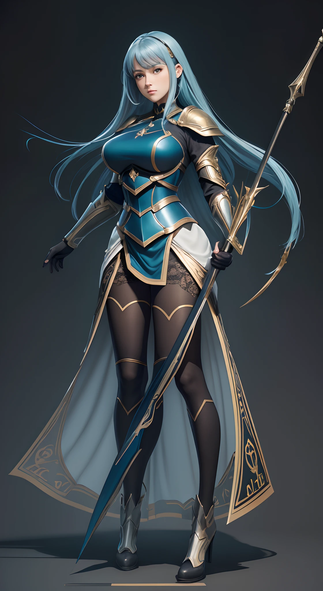((Masterpiece, Highest quality)), Detailed face, CharacterDesignSheet, full bodyesbian, Full of details,, Highly detailed, Depth, ,Black stockings in many parts,Beautiful paladin girl,Holding a shield,Extremely beautiful,High Balance, Natural light, Lace,lacepantyhose,starrysky,Star blue hair,hentail realism, shadowing,character sheets, reference sheet, Standing painting, 8K, Super detail, 1080p, Women's HD,Slim,femele, 16k, A high resolution, Best quality, High quality, Anatomically correct, Masterpiece, ccurate, hyper HD,As graceful as a swan,unreal-engine, Ghibli-like colors, anime big breast, Standing painting, angle of view,Yarn skirt,ssee-through