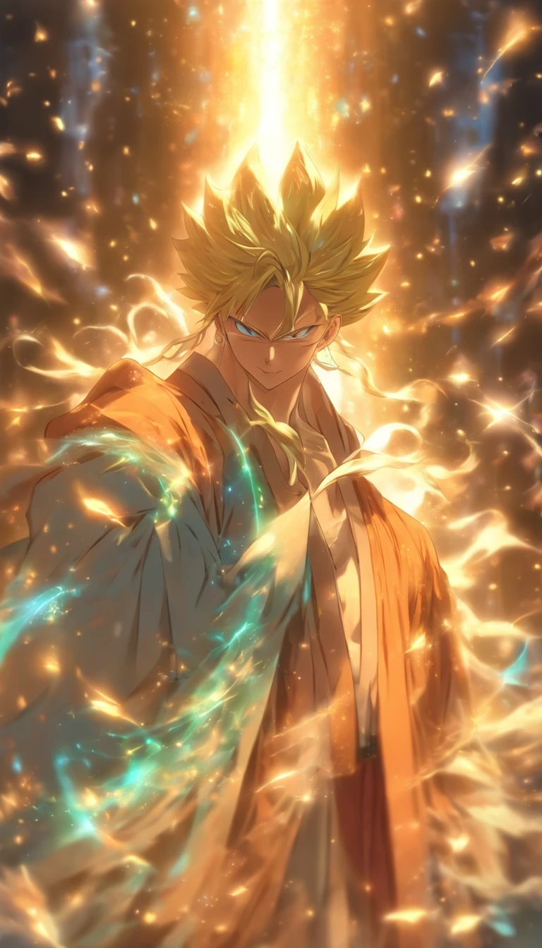 /imagine prompt: A young man nervously swallows his saliva, standing in front of Elder He. Elder He smiles slightly, dressed in a robe, giving off an aura of dignity and mystery. The surroundings are serene, hinting at something unusual.,32k, best quality, masterpiece, super detail, high details, by Makoto Shinkai ,in the style of the stars art group xing xing, --niji 5