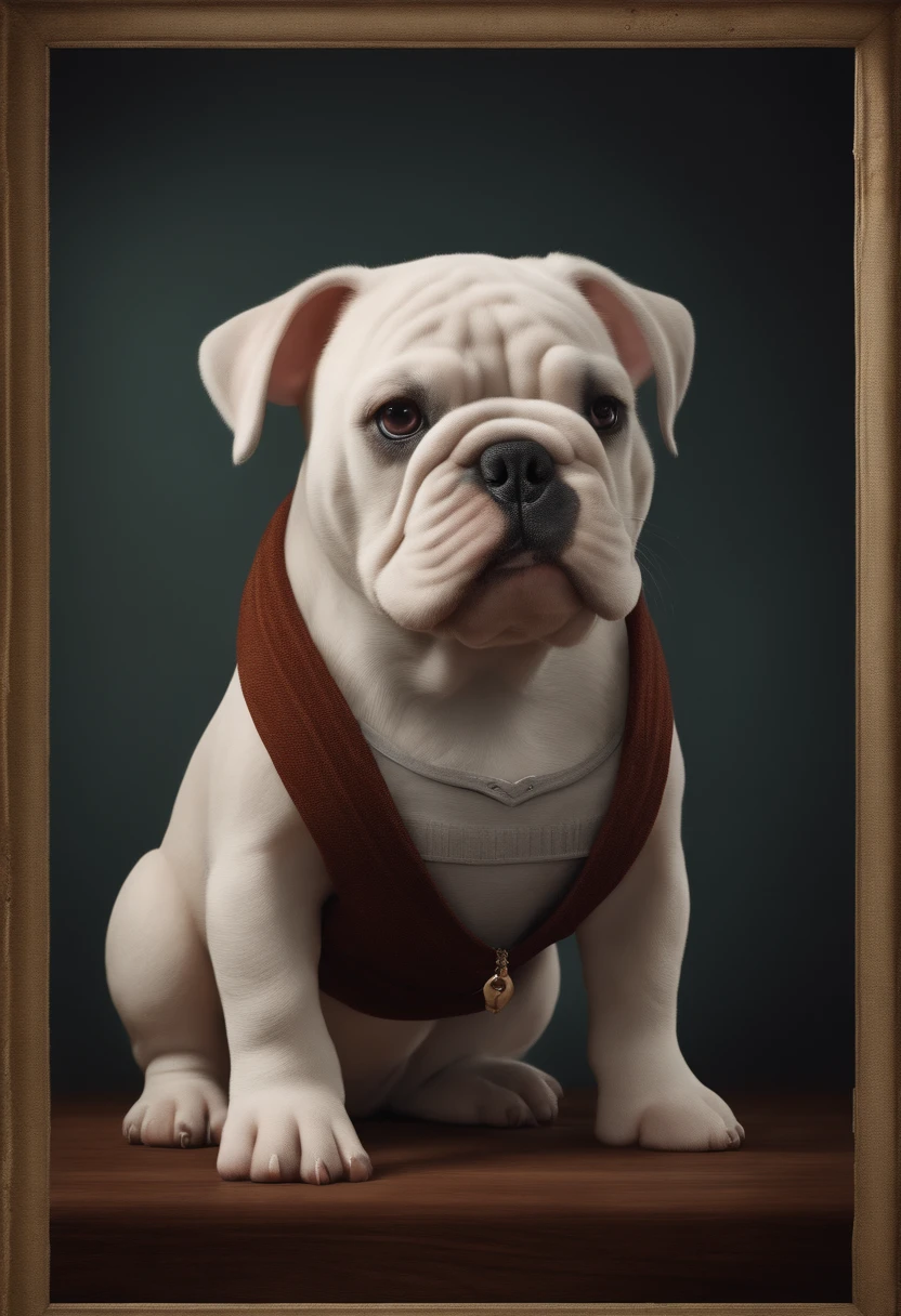 make an exotic english bulldog baby, with a bottle in its mouth, pixar disney style 3d