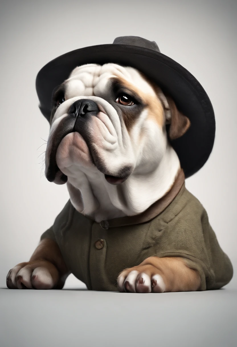 Make an exotic English bulldog baby, com uma mamadeira na boca, pixar estilo Disney 3d