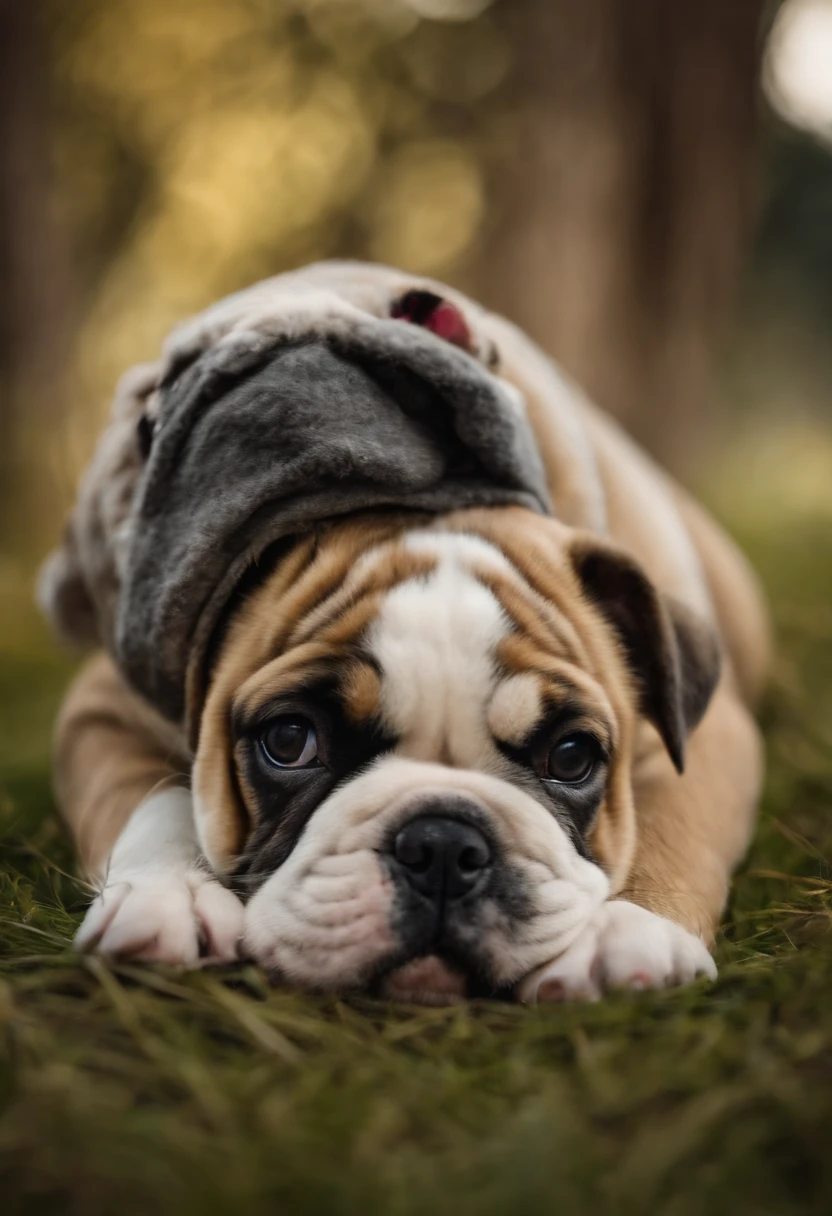 Make an exotic English bulldog baby in a newborn rehearsal