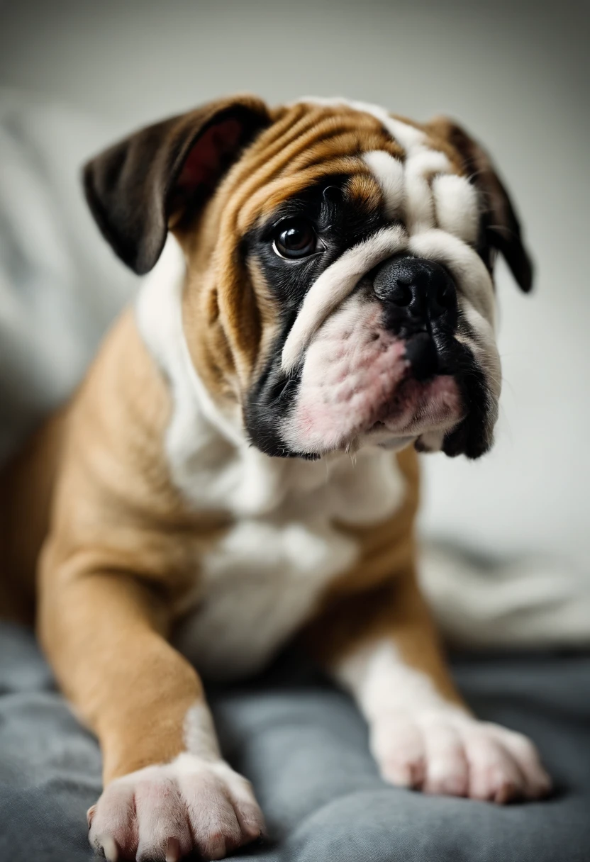 Make an exotic English bulldog baby in a newborn rehearsal