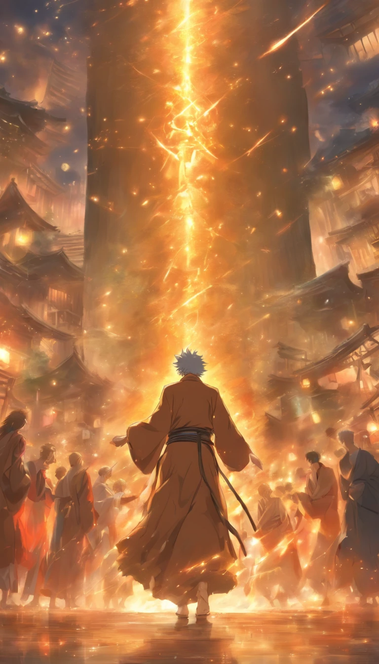 /imagine prompt: An elderly man in a robe standing on a high platform, wielding a whip and lashing at the bodies of eight people, leaving behind bloody marks, a spacious square with a crowd of onlookers in the background, ,32k, best quality, masterpiece, super detail, high details, by Makoto Shinkai ,in the style of the stars art group xing xing, --niji 5"