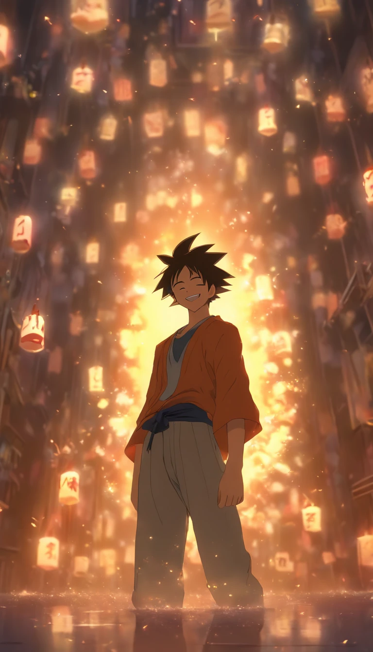/imagine prompt: A smiling person standing in the center of a hall, surrounded by a group of injured people. After listening to the teachings of Elder He, they all leave to tend to their wounds. The person in the middle of the hall smiles, seemingly satisfied with their performance. ,32k, best quality, masterpiece, super detail, high details, by Makoto Shinkai ,in the style of the stars art group xing xing, --niji 5"