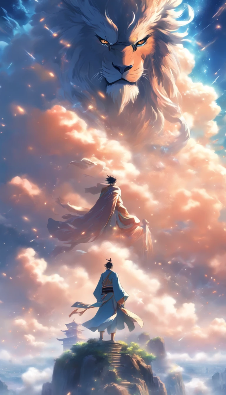/imagine prompt: Elder He stands on a high place, with a deep and meaningful gaze. A solemn hall is behind him, adorned with large calligraphy and paintings. Xiao Xuner and Nalan Wan'er stand before Elder He, their expressions solemn, as if they are about to embark on an important mission. ,32k, best quality, masterpiece, super detail, high details, by Makoto Shinkai ,in the style of the stars art group xing xing, --niji 5"