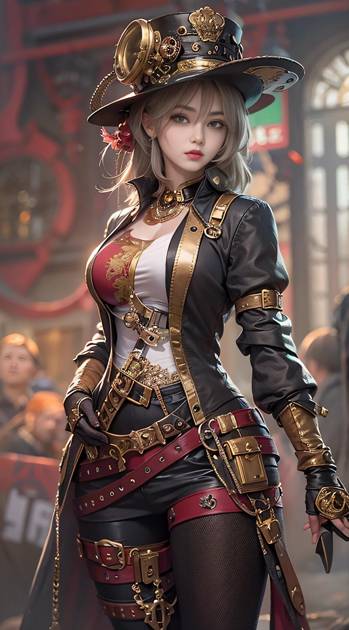 Lady of Alafed – Steampunk costume and hat pose, steampunk beautiful anime woman, by Yang J, guweiz on artstation pixiv, Stunning character art, cushart krenz key art feminine, fantasy outfit, guweiz on pixiv artstation, chengwei pan on artstation, style of wlop