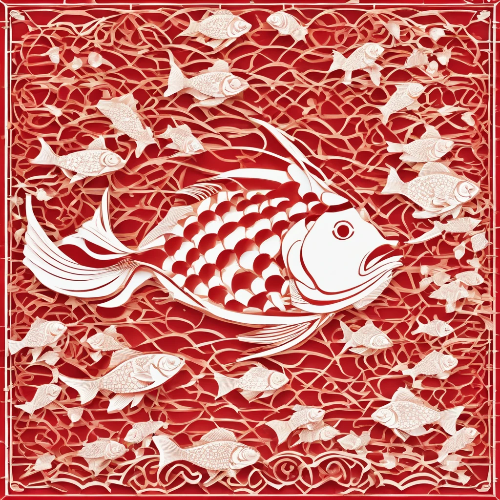 grid，gold fish，red colour