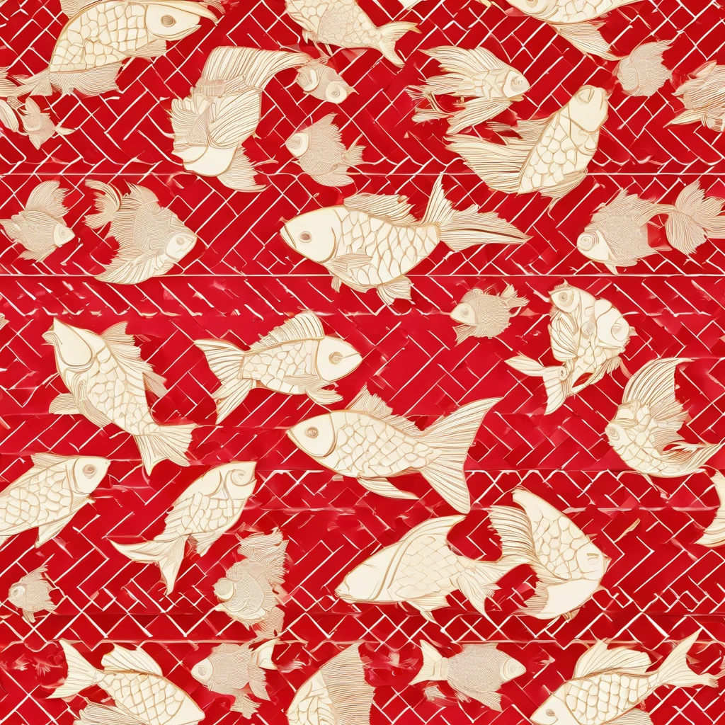 grid,gold fish,red colour