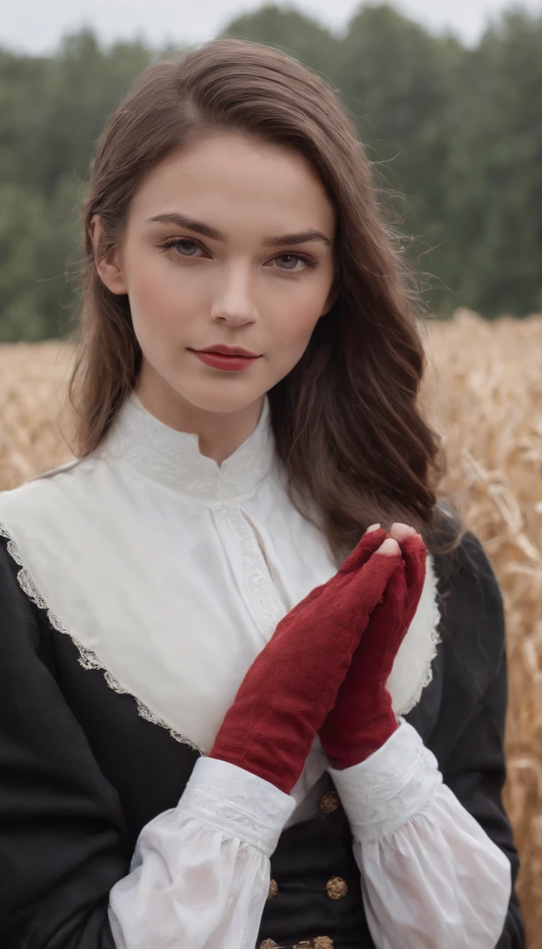 caucasian female,silber hair,(white shirt,Red vest,black greatcoat,white leggings underneath,Black round boots)