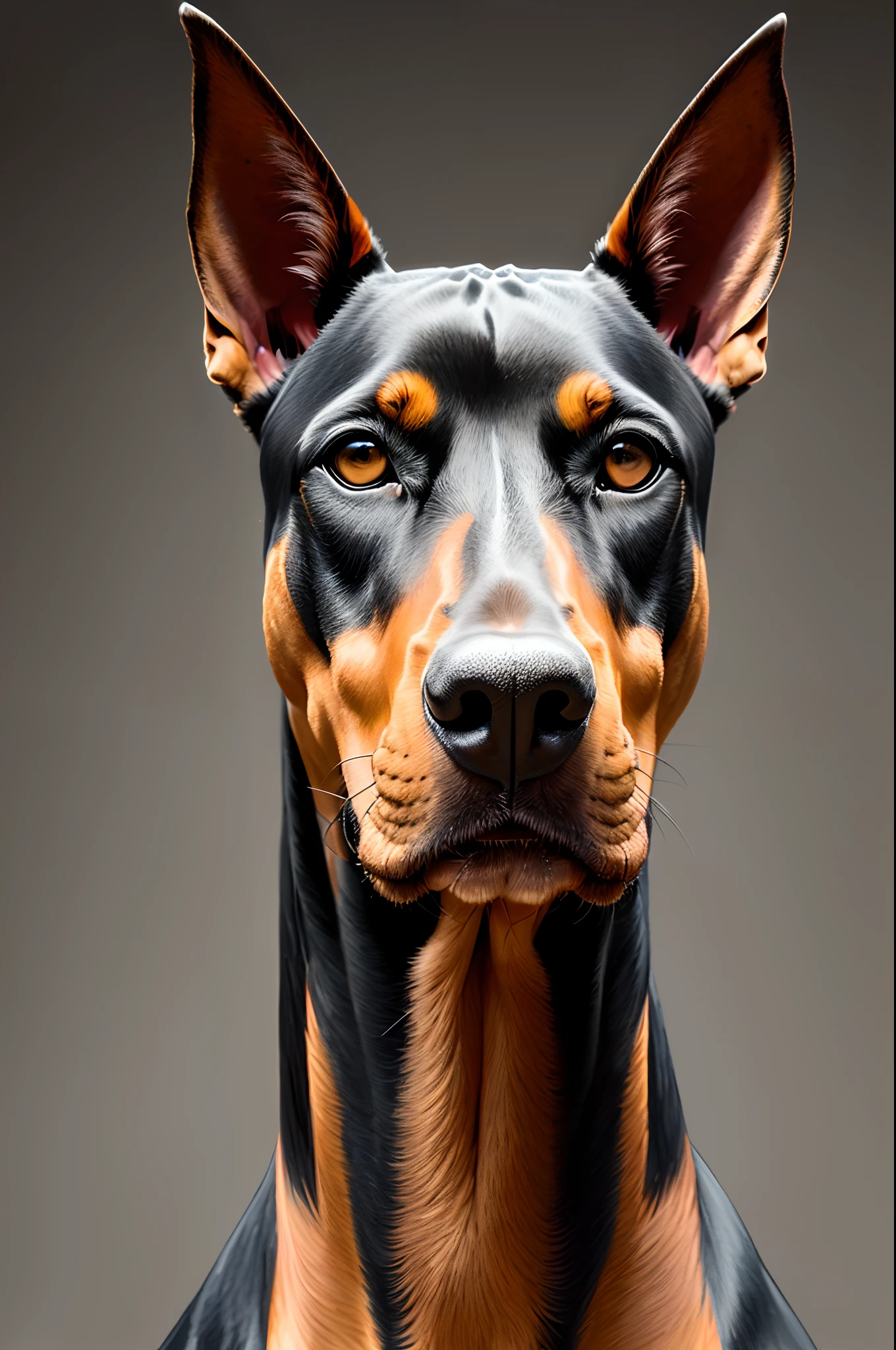 In the charming art style reminiscent of the artist Pokémon Sowsow, the adult Doberman Pinscher comes to life as a striking and real breed, known for its powerful and imposing presence. This artistic portrait beautifully captures the essence of the attributes of the Doberman Pinscher, resulting in a captivating and dynamic illustration. O Doberman Pinscher, In this interpretation, It is portrayed with an elegant and muscular construction that emphasizes its strength and agility. The coat is depicted with a glow and dark, solid color, comumente visto em preto ou ricos tons de vermelho. O artista recriou com maestria a textura brilhante, adding depth and dimension to the illustration.CBZBB The Doberman's Head, Forma elegante, mostra uma parada bem definida e um focinho imponente. Os olhos, inspired not the characteristic style of Sowsow, are intense and expressive, capture the watchful and intelligent eye of the breed. The powerful jaw is detached, showing the strength and determination characteristic of the Doberman. The artist pays meticulous attention to the iconic severed ears of the breed, rendering them with precision and authenticity. A cauda, retratado em sua natureza, Estado encaixado, it's strong and purposeful, increasing the dynamic appearance of the Doberman. The Doberman is portrayed in a balanced and alert posture, Pronto para agir a qualquer momento. His expression exudes trust and loyalty, capturing the essence of the protective nature of the race and the unwavering devotion to its fellow humans. With a setting that complements the elegant and bold presence of the Doberman, A obra de arte apresenta detalhes intrincados, as the well-defined musculature of the breed, that add depth and realism to the illustration. The overall composition beautifully combines the powerful attributes of the Doberman Pinscher with the captivating artistry of the distinctive style of the artist Pokémon Sowsow, resulting in a striking and memorable representation that pays h