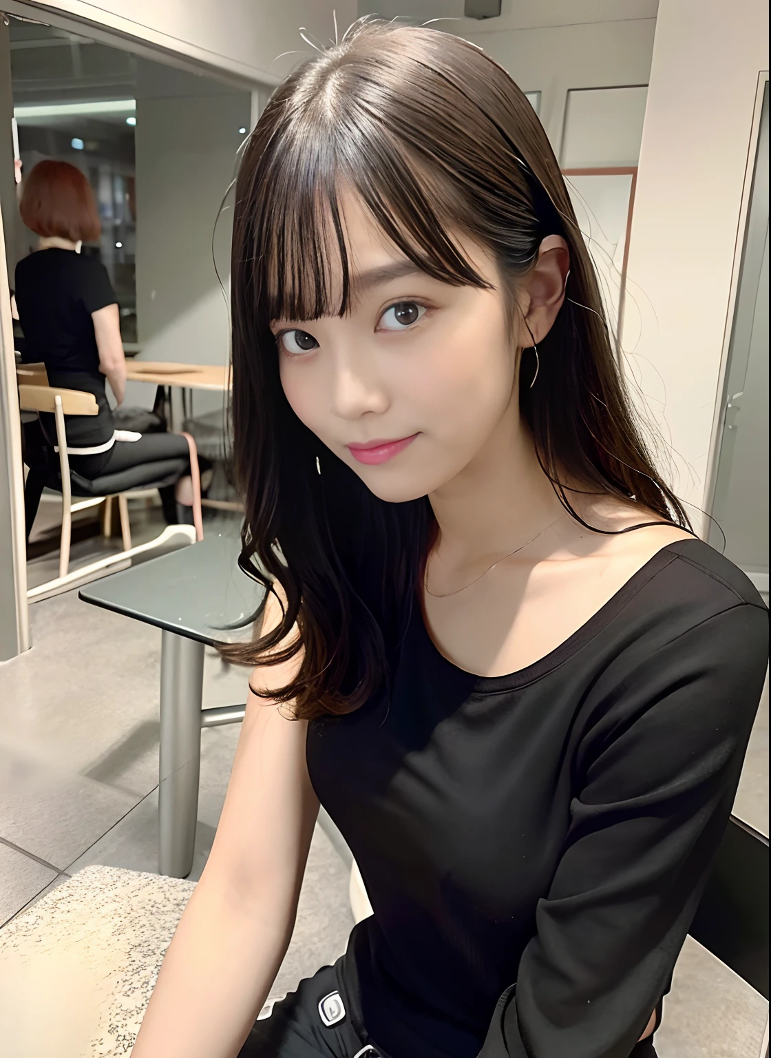 Black jersey,jeans,The table,sit a chair,My hair is wet from the rain,My clothes are wet from the rain.Body line weight approx............ 55 km,160 cm tall,Twin-tailed,Suppin,no-makeup,Red Nails,No makeup