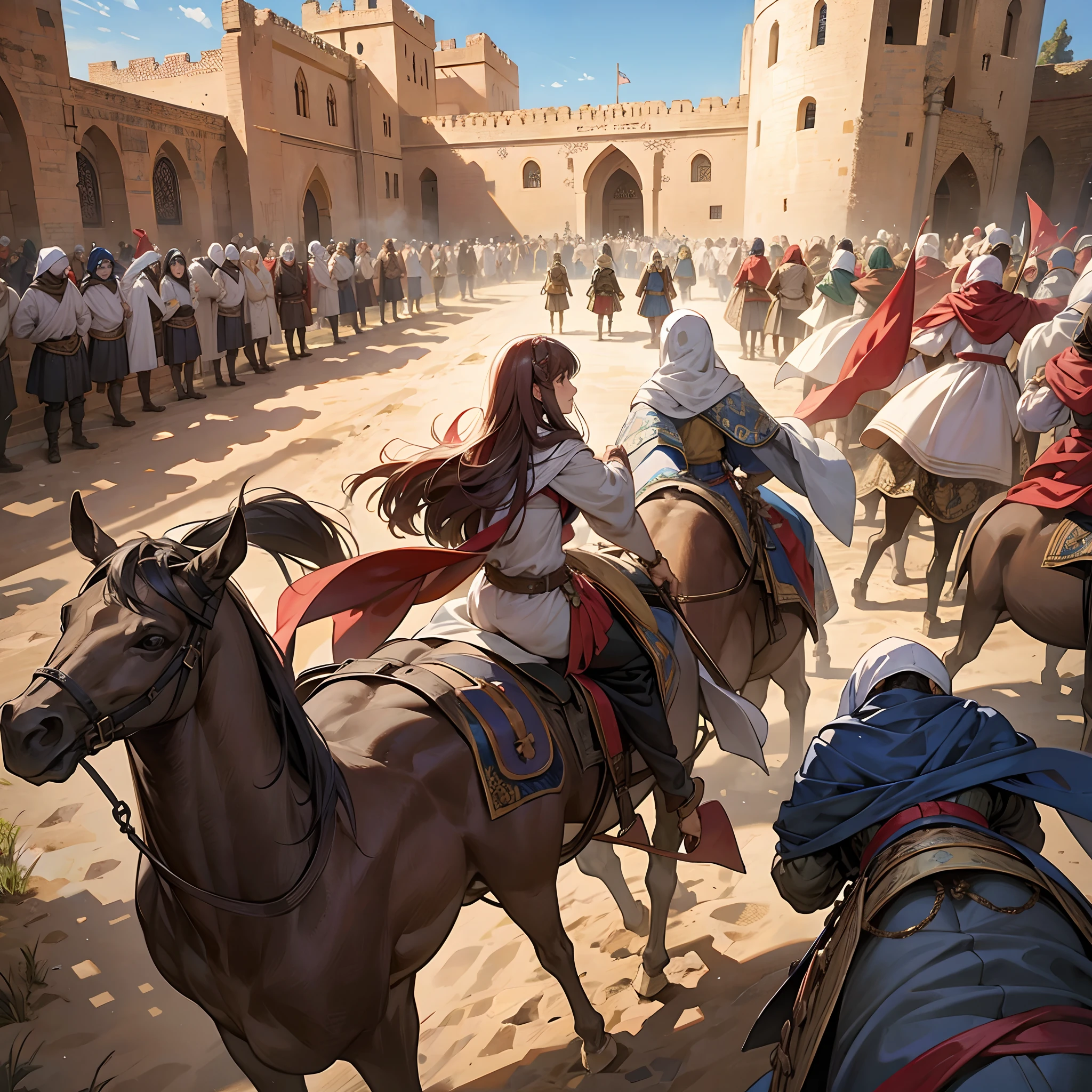 Medieval moroccan battle wide shot