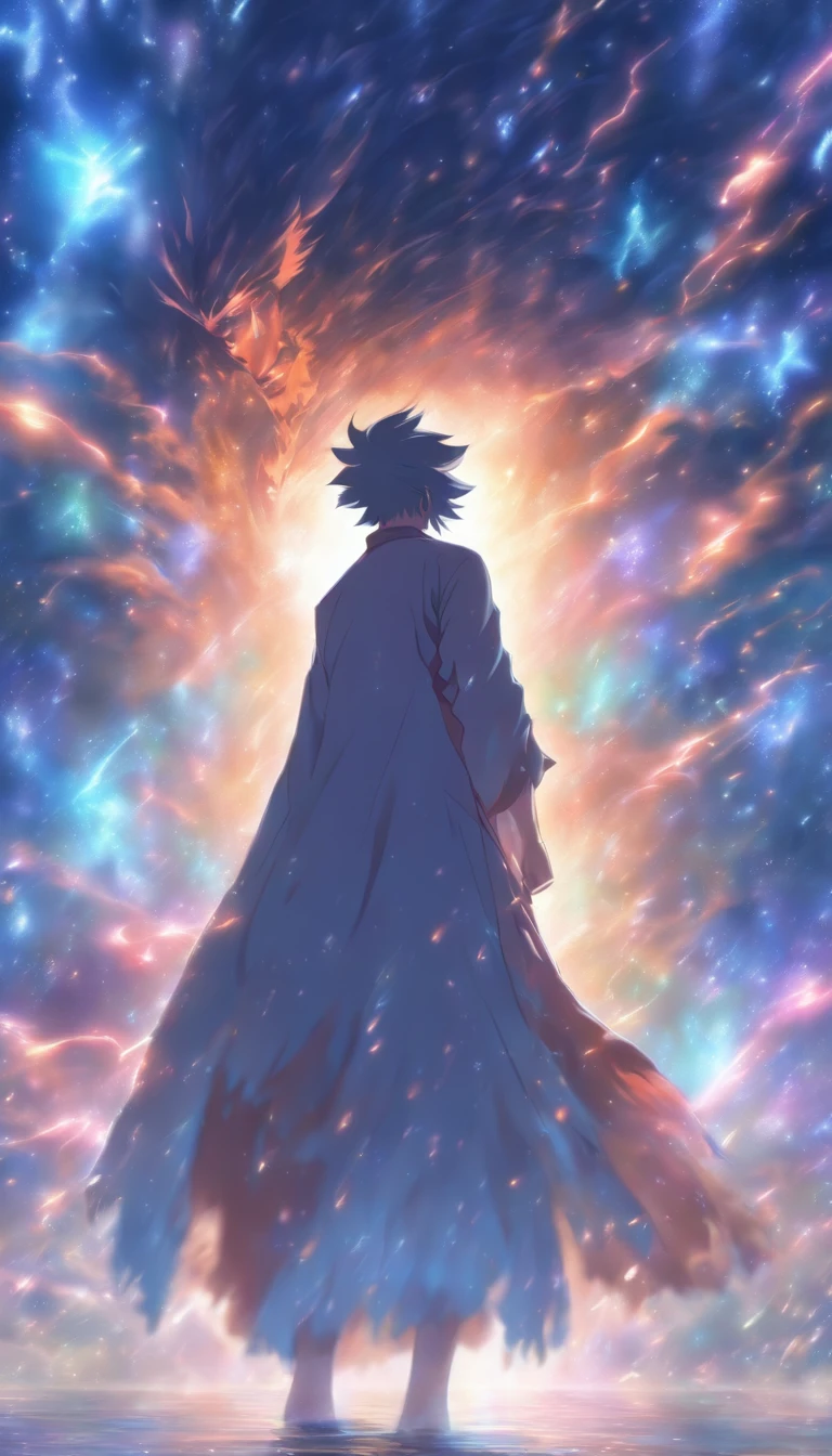 /imagine prompt: An elder standing there, gazing sharply at the protagonist, the protagonist quickly waving his hand to show no hostility, a quiet atmosphere surrounding them as if time has stopped, ,32k, best quality, masterpiece, super detail, high details, by Makoto Shinkai ,in the style of the stars art group xing xing, --niji 5"