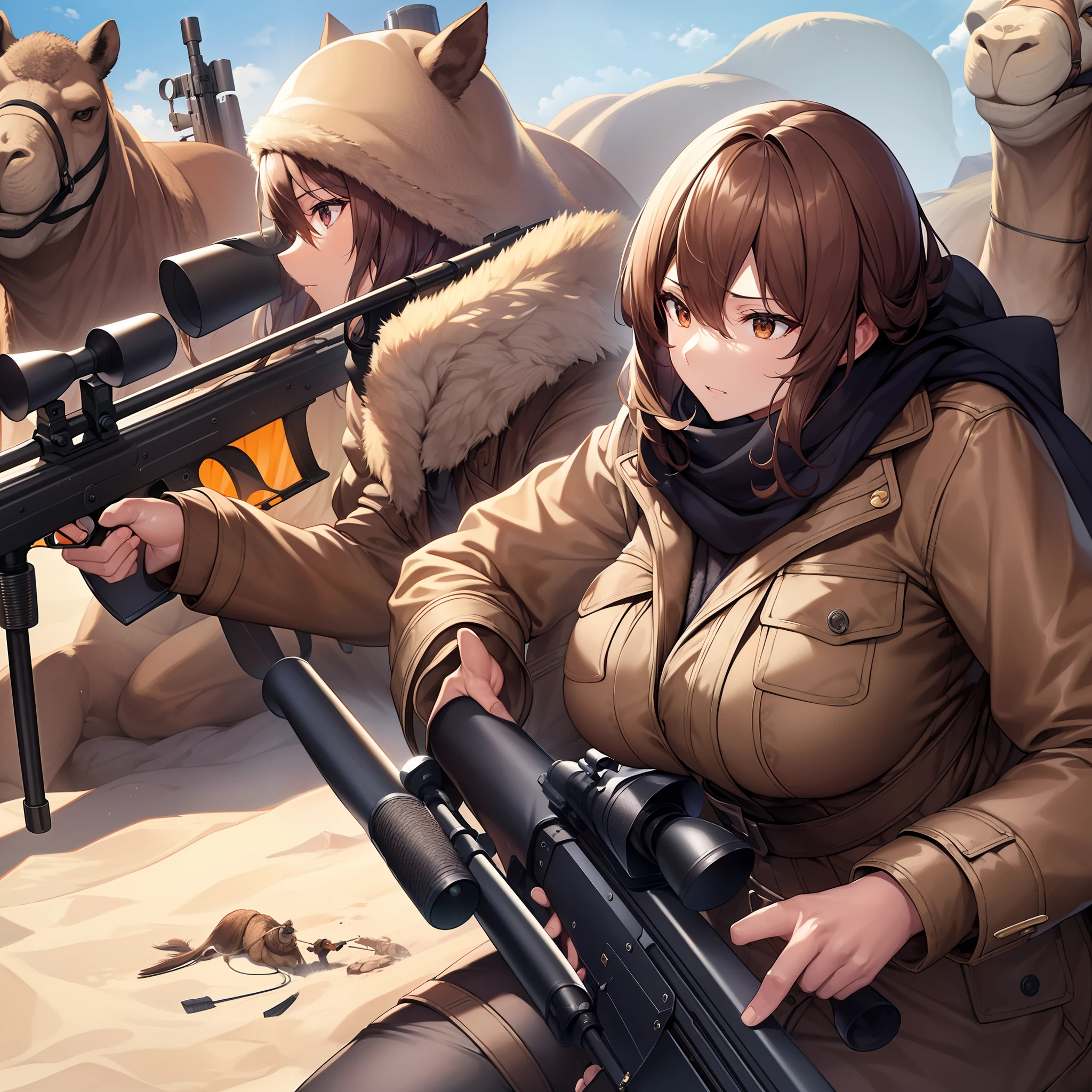 Outrageous resolution、masterpiece++、top-quality++、ultra-definition++、ultra-definition++、4k++、8k++、from side、(Background Focus)++、Brown-skinned mature sniper crouches in brown skin in brown jacket and black scarf with sniper rifle in the wilderness destroying city、In the wilderness, a brown-skinned mature woman sniper wearing a brown jacket and black scarf wearing a brown jacket and black scarf defeats a camel.、Brown skin colossal breasts mature sniper crouching in a brown jacket and black scarf with a sniper rifle in the wilderness The magic of defeating a camel.、In the wilderness flying above, a brown-skinned, colossal breasts mature sniper wearing a brown jacket and black scarf with a sniper rifle fights a camel.、Married woman wearing a brown jacket and black scarf with a sniper rifle in the wilderness and crouching brown skin colossal breasts mature sniper defeats a camel.、The president squatting in a brown jacket and black scarf with a sniper rifle in the wilderness and a brown-skinned colossal breasts mature woman sniper defeats a camel.、Detailed contemporary art、Contemporary Art Style、BlakeWitch in beautiful modern wilderness wearing brown jacket and black scarf with sniper rifle and brown skin big breasts mature sniper slaying camels、College student crouching in a brown jacket and black scarf with a sniper rifle in the wilderness and brown-skinned colossal breasts mature sniper defeating a camel.、Contemporary Art Behans、High school student crouching in a brown jacket and black scarf with a sniper rifle in the wilderness and brown-skinned colossal breasts mature sniper defeating a camel.、In the beautiful wilderness, a brown breasts mature sniper wearing a brown jacket with a sniper rifle and a black scarf crouches down and a brown skin colossal breasts mature sniper defeats a camel.、Splinter splinter of brown skin colossal breasts mature sniper crouching in brown skin wearing a brown jacket and black scarf with a sniper rifle in a shiny floating wilderness sp