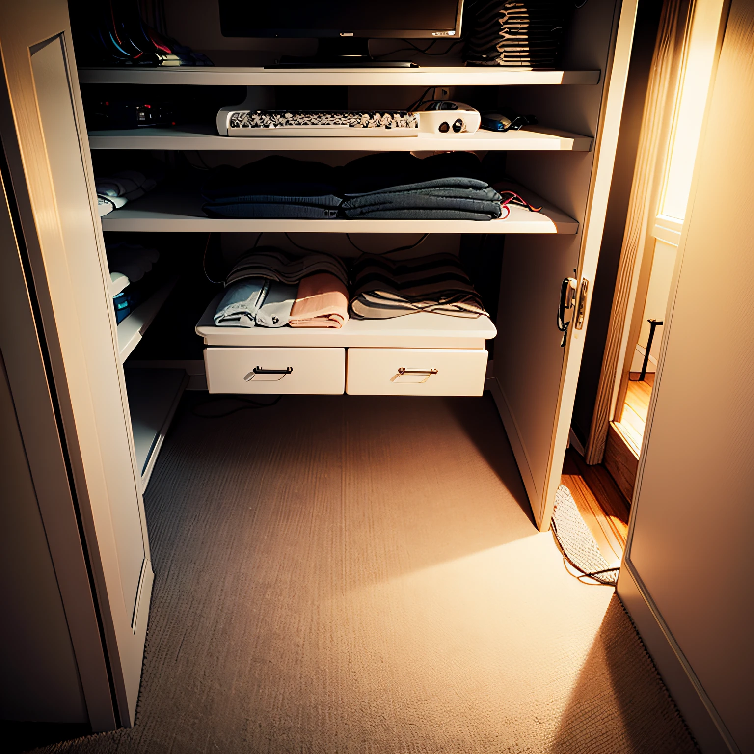 master bedroom carpet with CLOSET AND CABLE MANAGEMENT