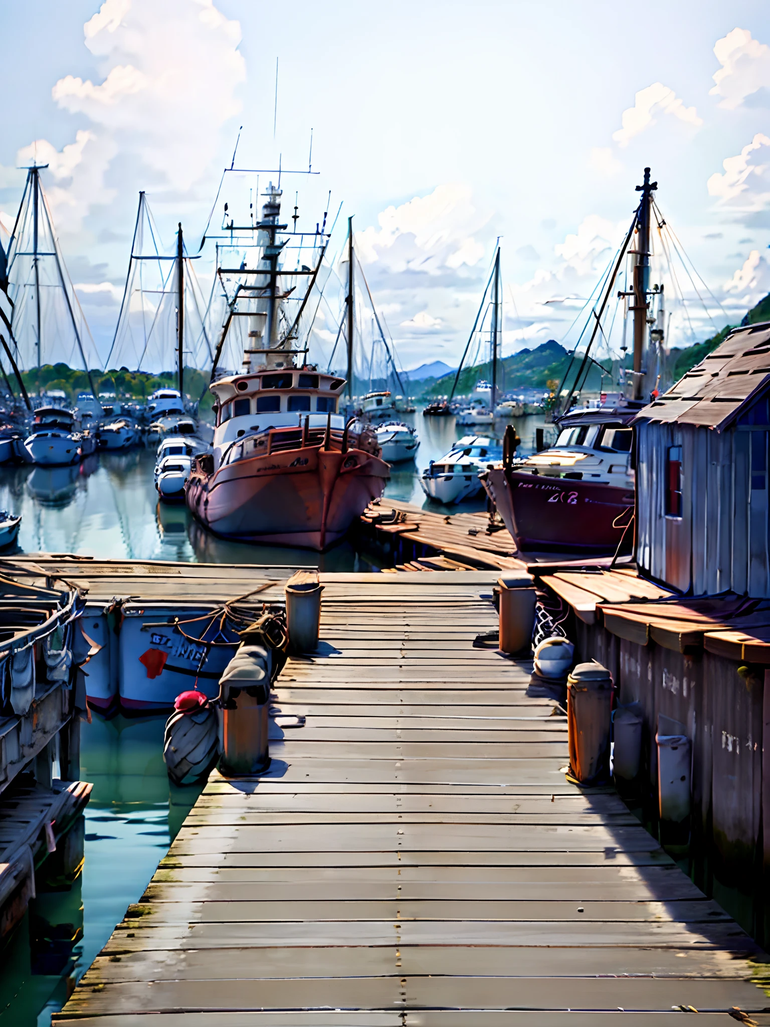 there are many boats docked at the dock in the harbor, nets and boats, harbour, harbour in background, docks, fishing boats, harbor, captured with sony a3 camera, fishing town, city docks, boats, docked at harbor, small dock, fishing village, shipping docks, port, some boats, by Tom Wänerstrand, looking partly to the left