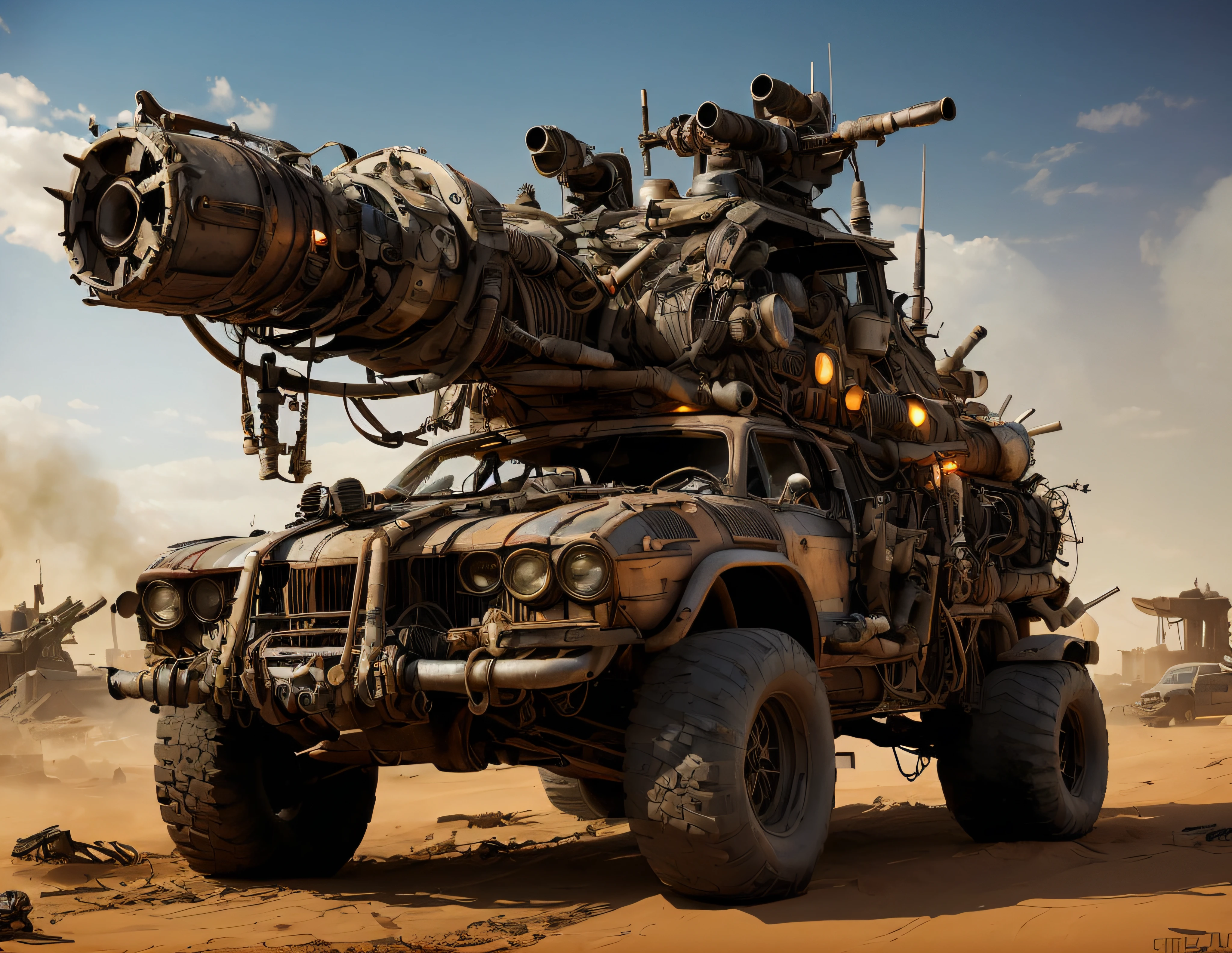 MadMax style, postapocalyptic wasteland hypertank ratrod