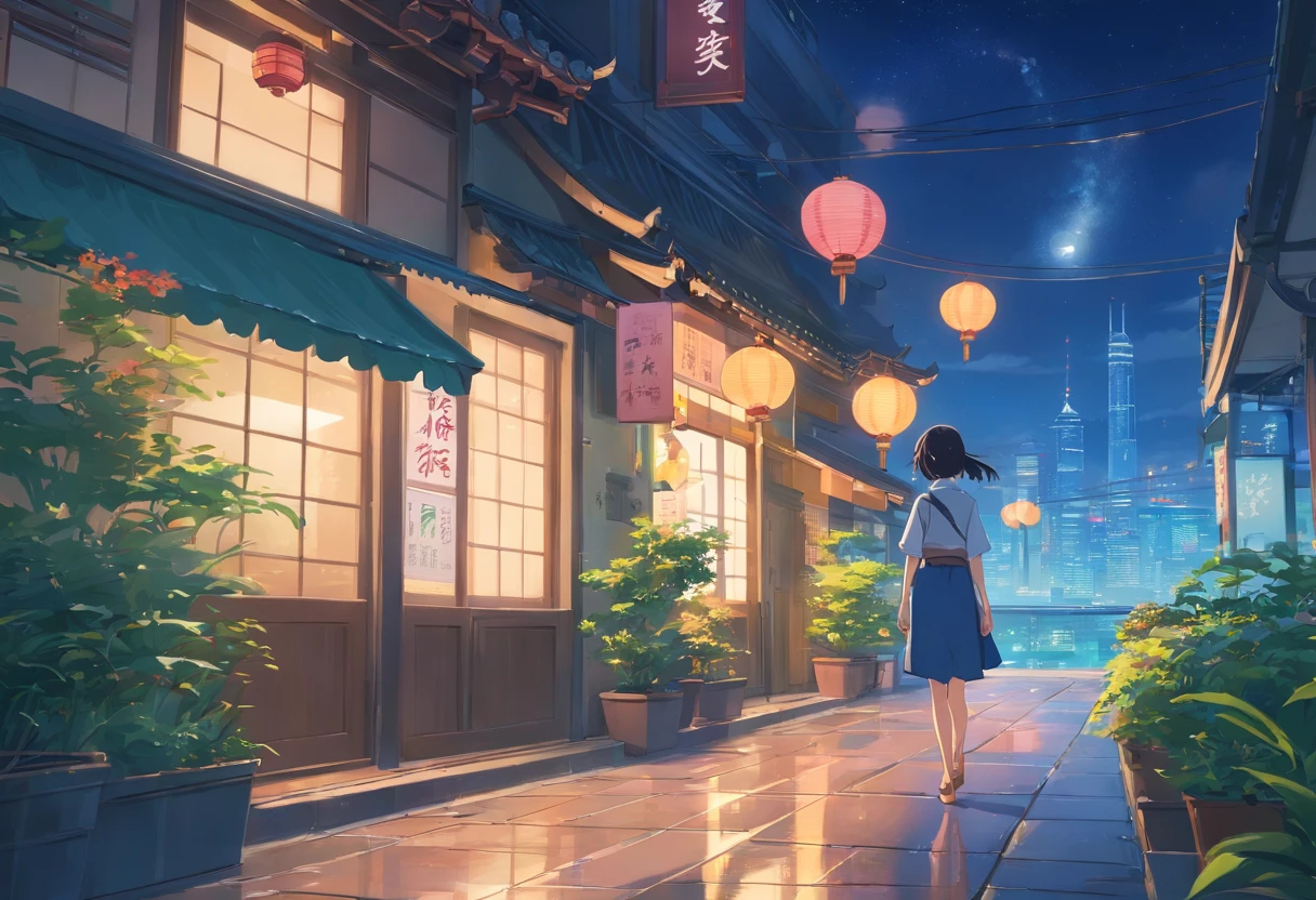 Best quality at best,tmasterpiece,The is very detailed,Face details,8K, detailed back ground,There are no characters,There are no humans,There are no characters,There are no roles,Pure landscape view,独奏,Chinese city,Chinese service,the night,themoon,scenecy,high place,horizon,ventania,wind blown,flowerbed
