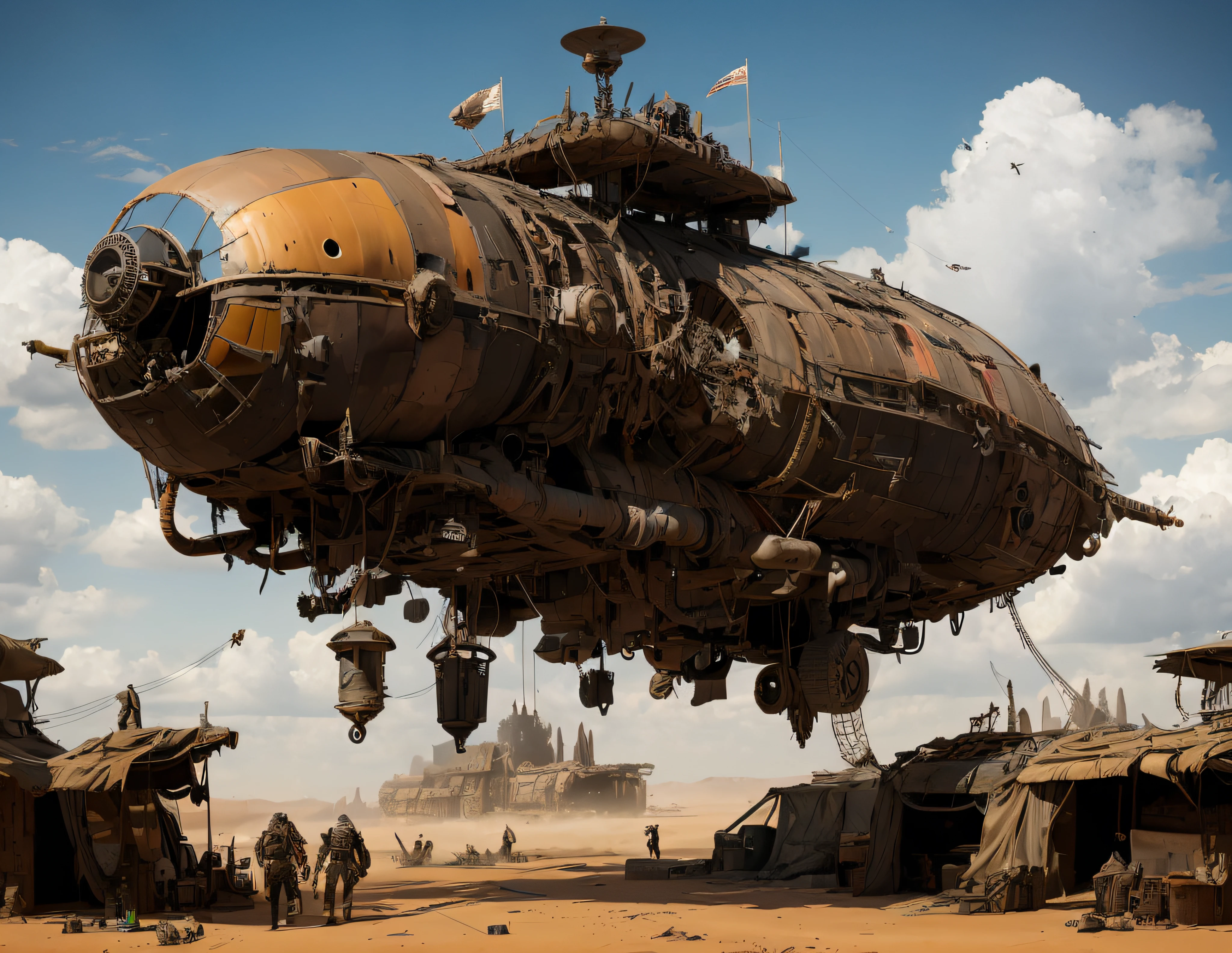 MadMax style, postapocalyptic wasteland airship