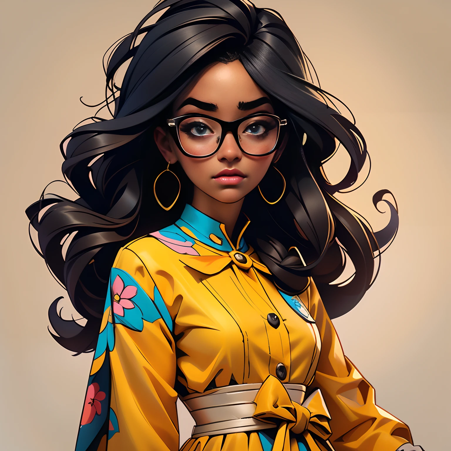 A closeup of a black woman with glasses and a colorful dress, retrato de alta qualidade, in illustration style digital, Epic portrait illustration, stunning digital illustration, Beautiful digital illustration, retrato bonito detalhado, estilo de arte impressionante, bela arte digital, trending on artstration, retrato colorido detalhado, pintura realista da ****** bonito, exquisite digital illustration, digital illustration portrait, retrato altamente detalhado