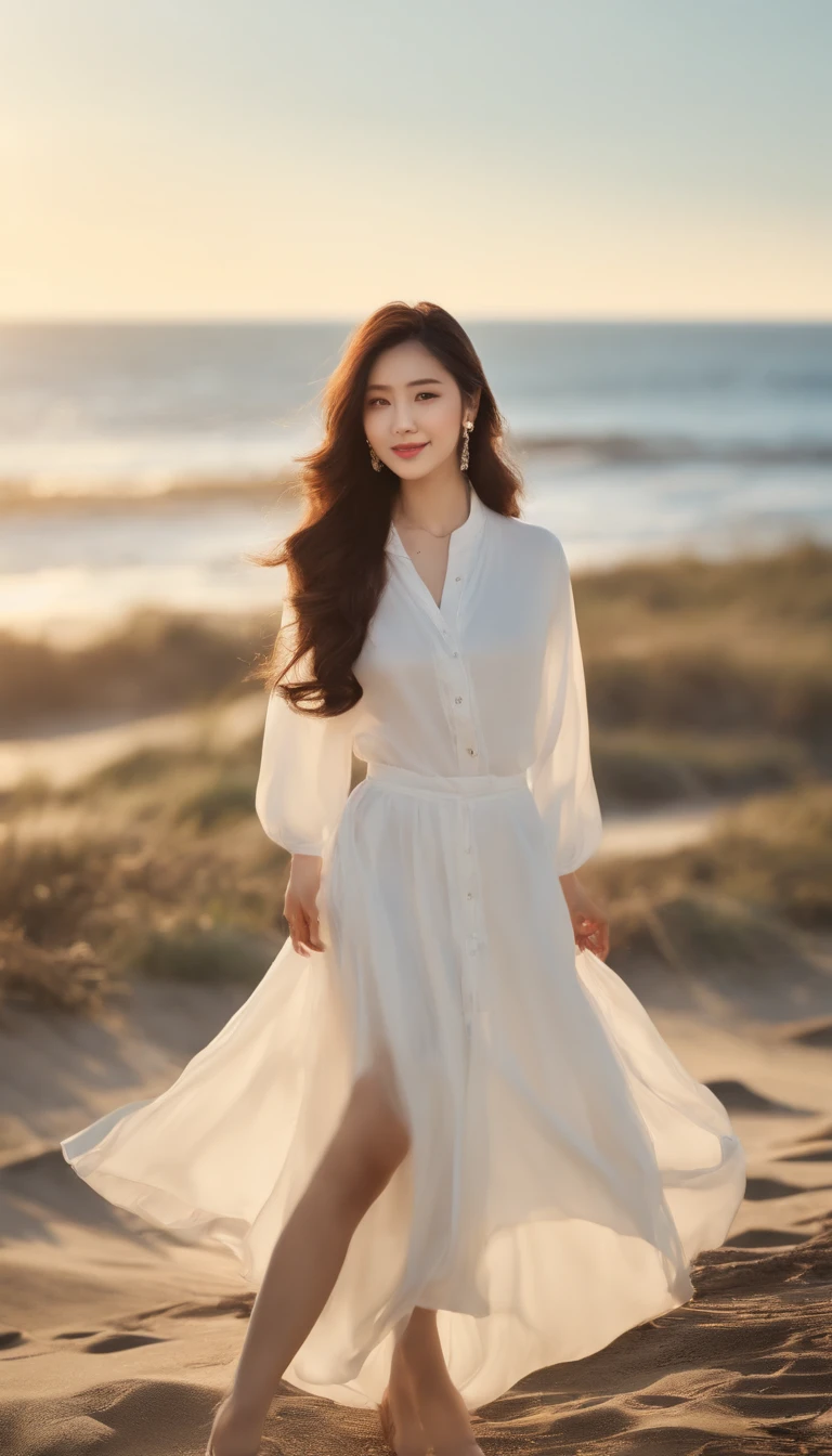 Works of masters,Best image quality,Higher quality,high detal,超高分辨率,8K分辨率,depth of fields,A delicate and beautiful Asian girl,beautiful facial features,Slouchy and loose white thin shirt,short skirt,Hosiery:1.6,Portrait mode,rays of sunshine,Warm,dingdall effect,cinematric light,Lazy look,ssmile,Beautiful,Lateral face,beachside,Hair ruffling,Early spring sunshine ultra high res(photorealistic:1.4)
Lower(0.8)
