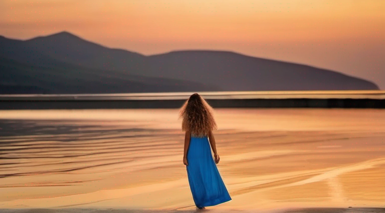em um ambiente costeiro sereno, A young woman with a mystical ability to control water stands on the edge of a shimmering blue ocean. o sol mergulha abaixo do horizonte, casting a warm golden glow throughout the scene. Como as ondas batem contra a costa rochosa, The girl shapes and manipulates the water effortlessly with outstretched hands. Her flowing aquamarine dress flutters in the wind, accentuating its connection to the sea. The atmosphere is quiet and inspiring, with a magic touch, blonde hair, cabelos expressivos, cabelos brilhantes, heart-shaped shaped pupils, Sorriso leve, Fujicolor, ReFlexo da lente, F/2.8, 35 mm, canon, raios de deus, luz brilhante, 16k, Super Detalhe, Detalhes altos, melhor qualidade, Altas, Premiado, master part, ccurate, anatomicamente correto
