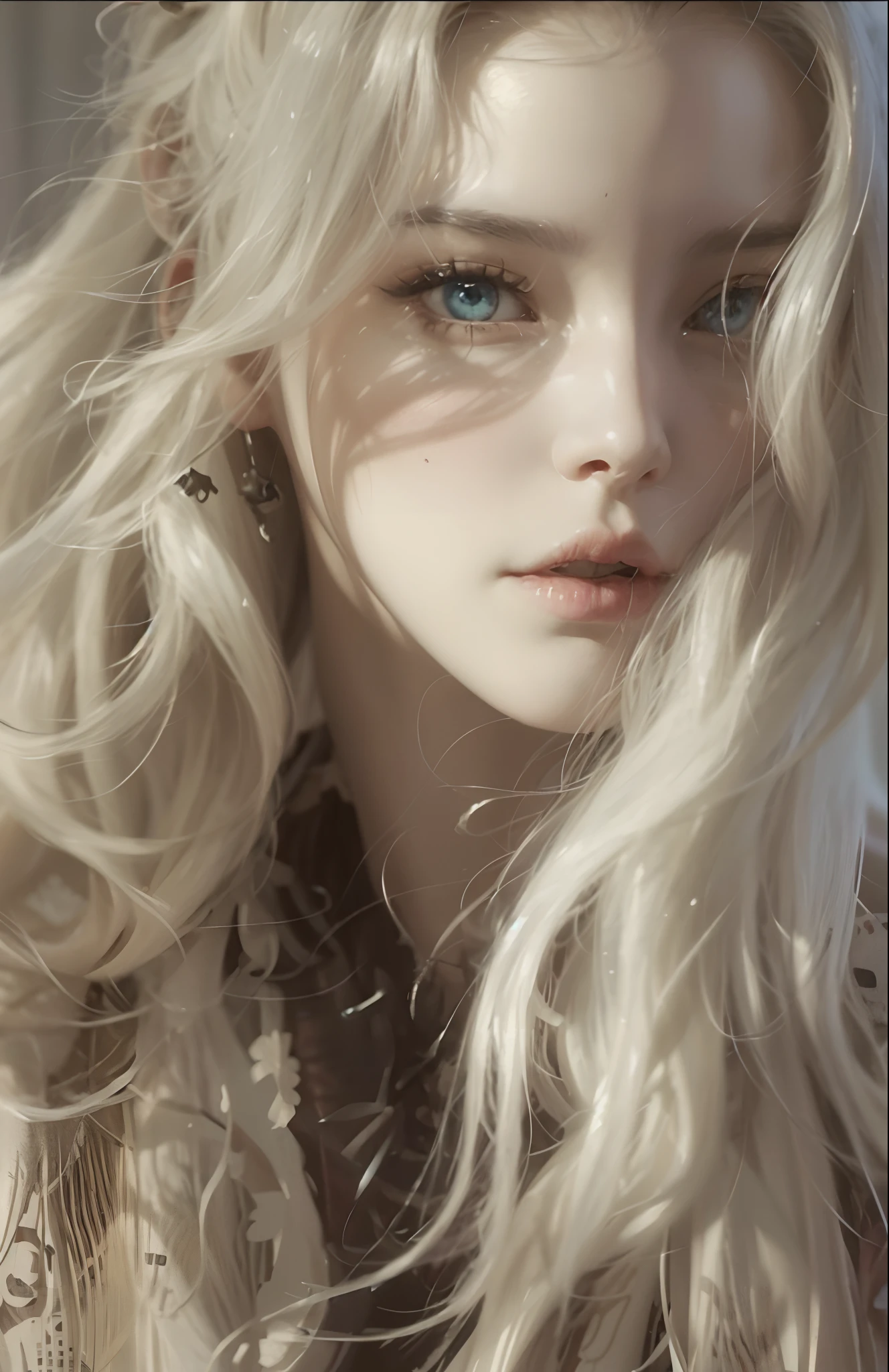 a day of the dead female with sugar skeleton and floral hair, in the style of rendered in unreal engine, cute cartoonish designs, close-up, eiichiro oda, hyper-realistic, eye-catching, felinecore --ar 69:128 --s 750 --v 5.2