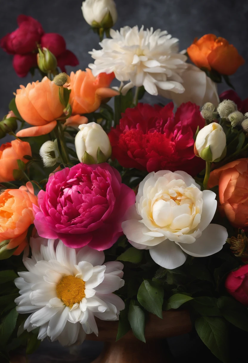 Flowers , Realistic , bright colours , 4D , Photo of roses , Peonies , Daisies, Chamomile , Lily
