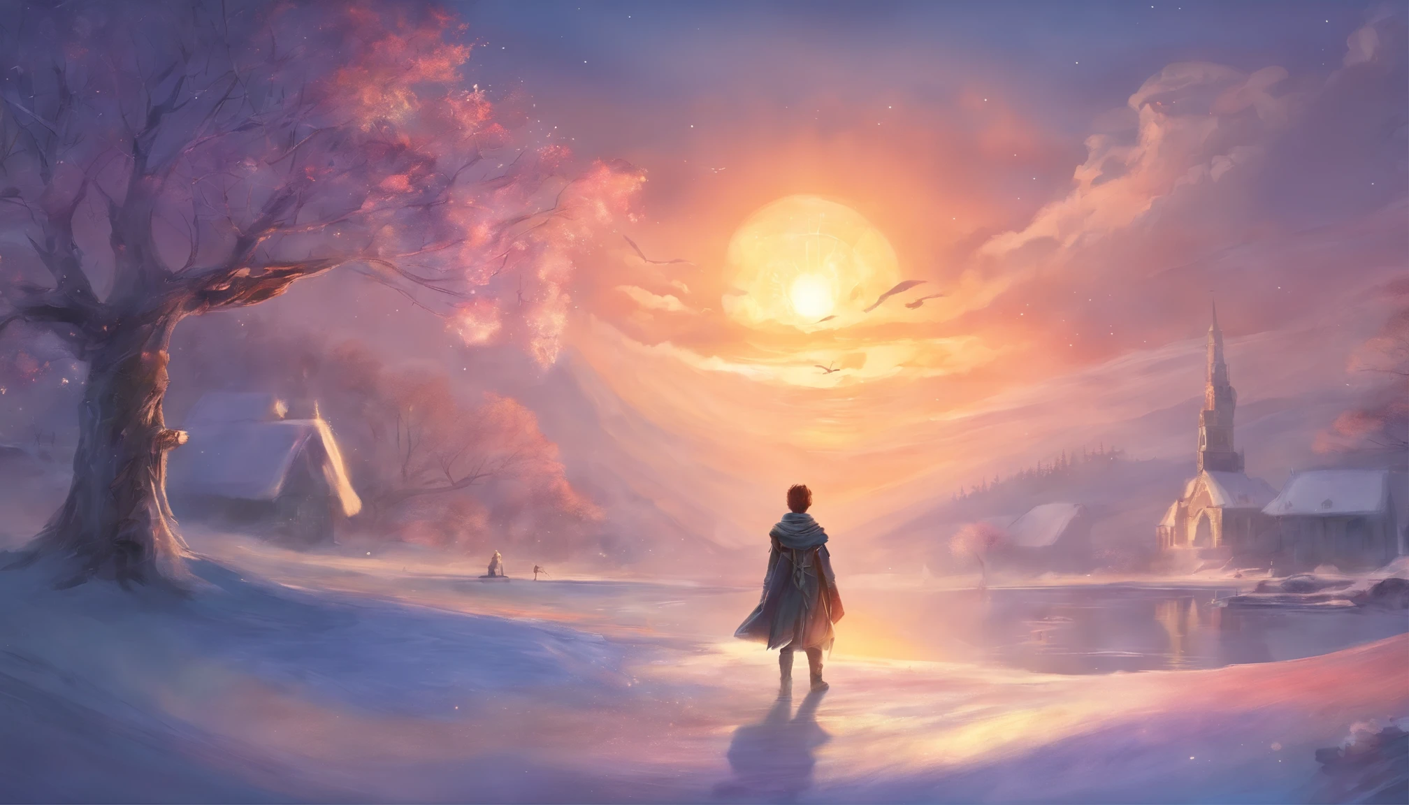 Boy,Cool style, Sunrise, winter